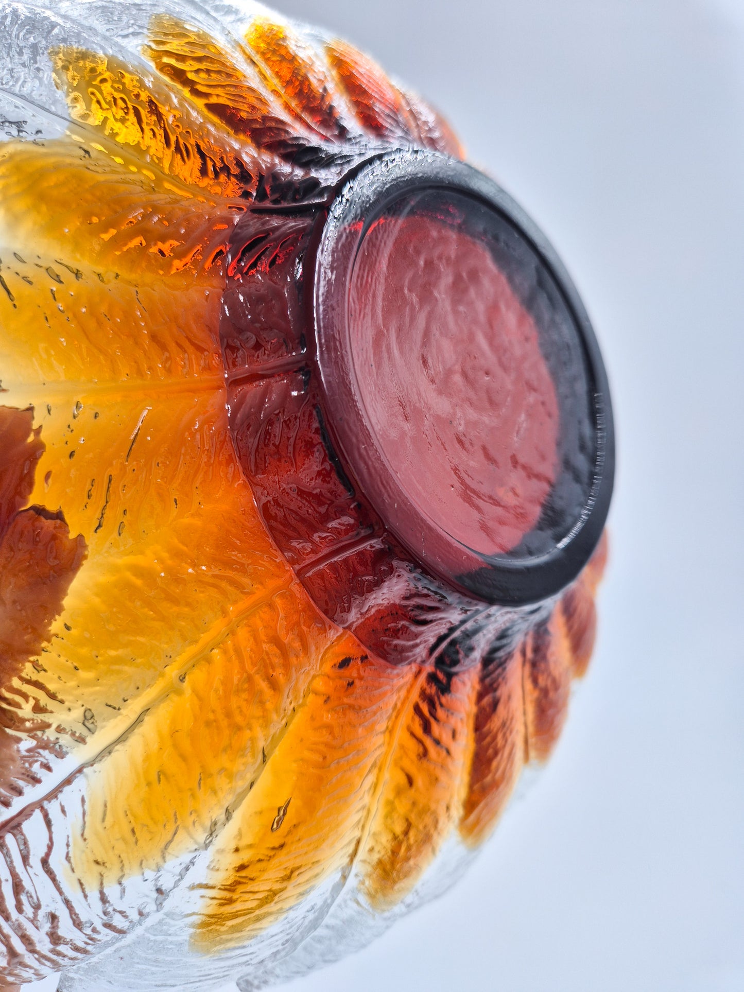 Vintage Humppila Glass Bowl – Amber Sunflower Pressed Glass – Finnish 1970s Art Glass