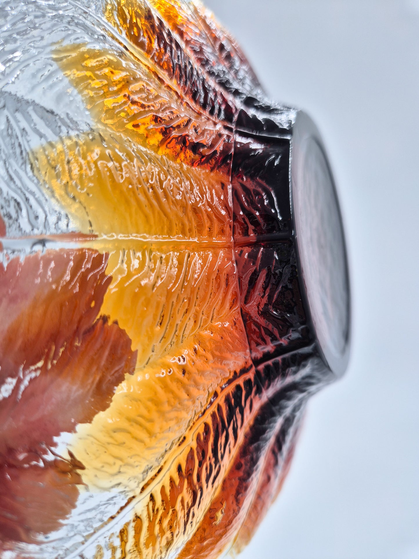 Vintage Humppila Glass Bowl – Amber Sunflower Pressed Glass – Finnish 1970s Art Glass