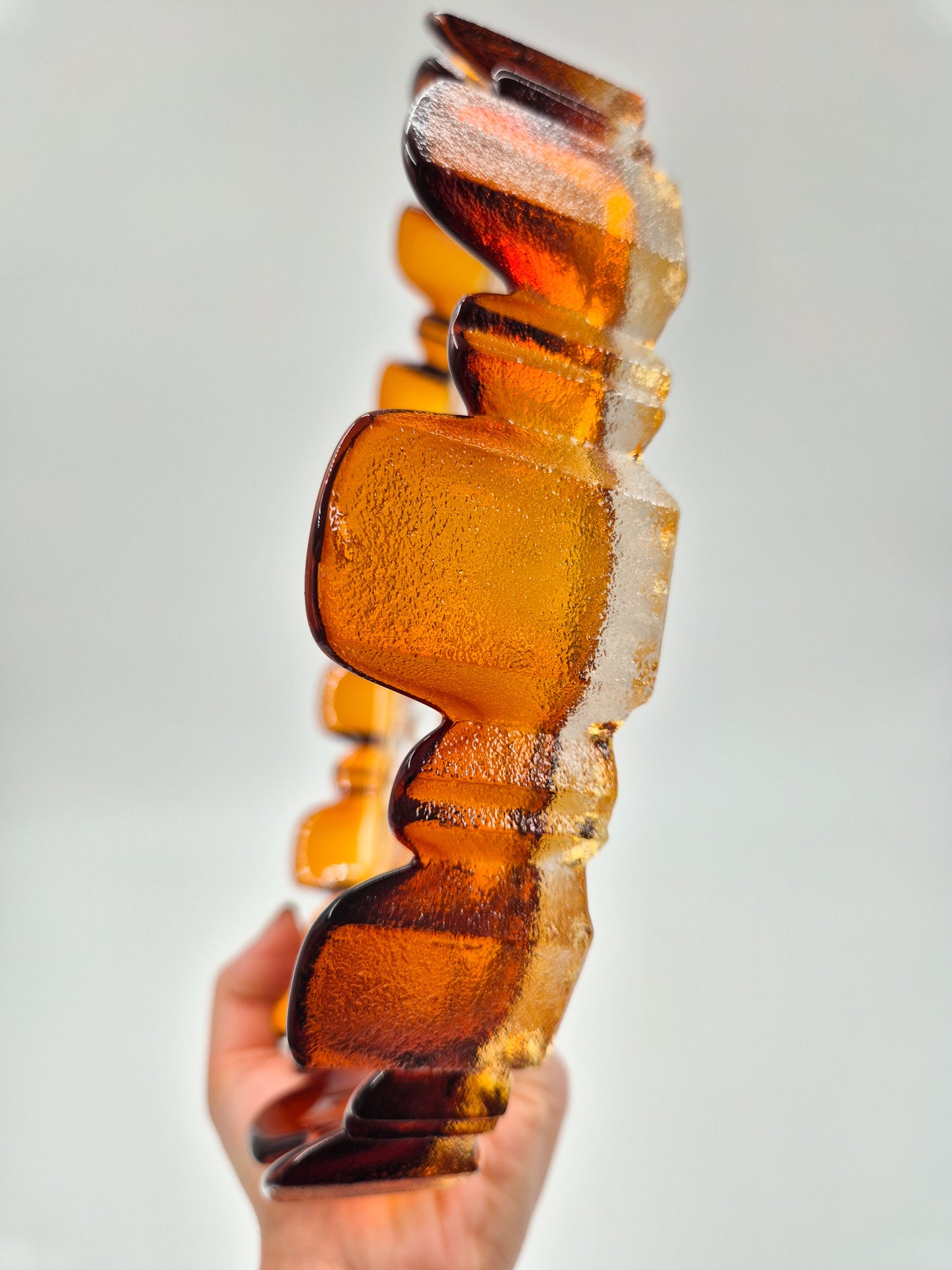 Vintage Humppila Glass Bowl – Amber Sunburst Pressed Glass