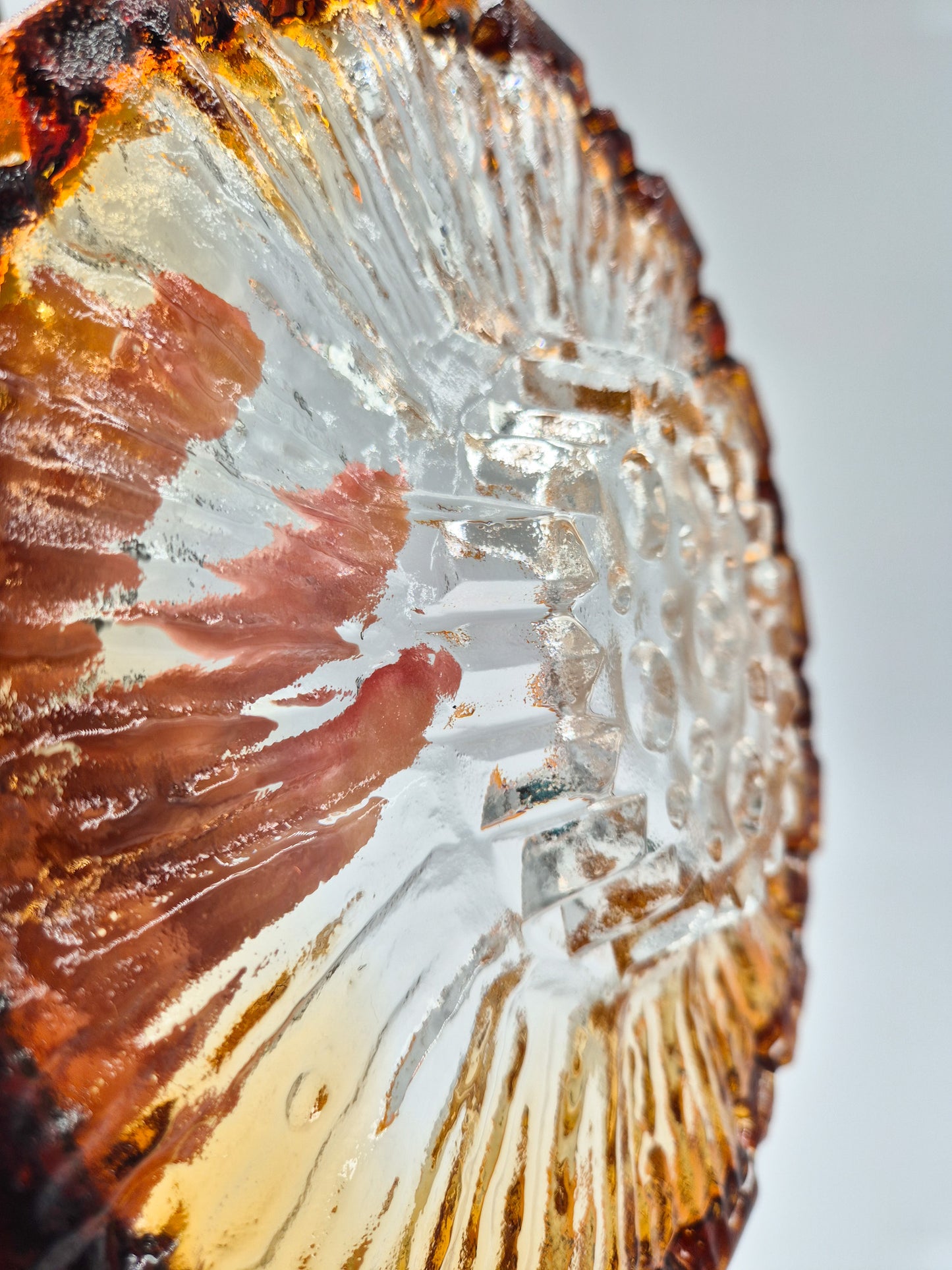 Vintage Humppila Glass Bowl – Amber Sunburst Pressed Glass