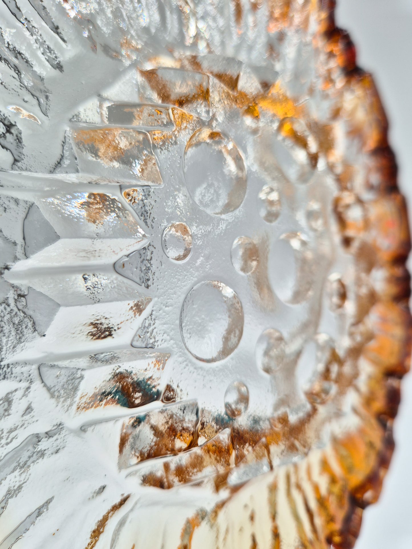 Vintage Humppila Glass Bowl – Amber Sunburst Pressed Glass