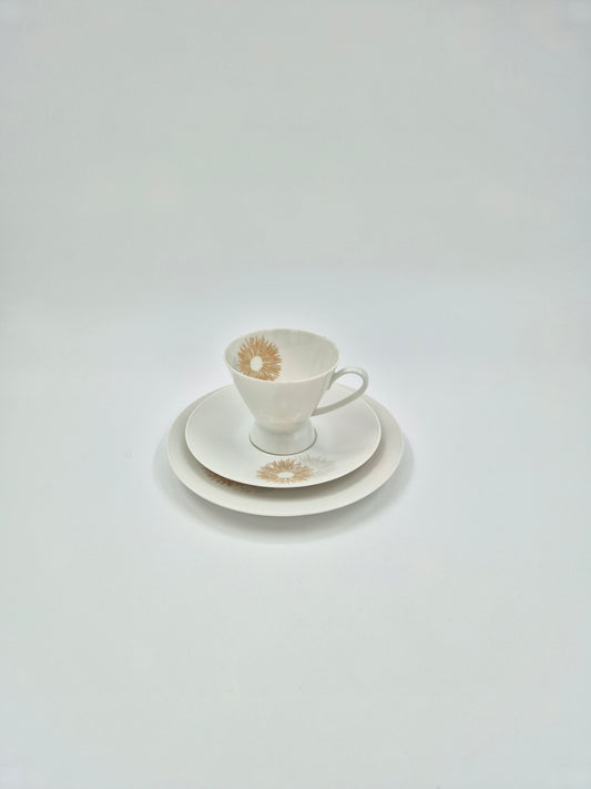 Set of six vintage Rosenthal Sunburst Trio (Cup, Saucer & Side Plate Set)