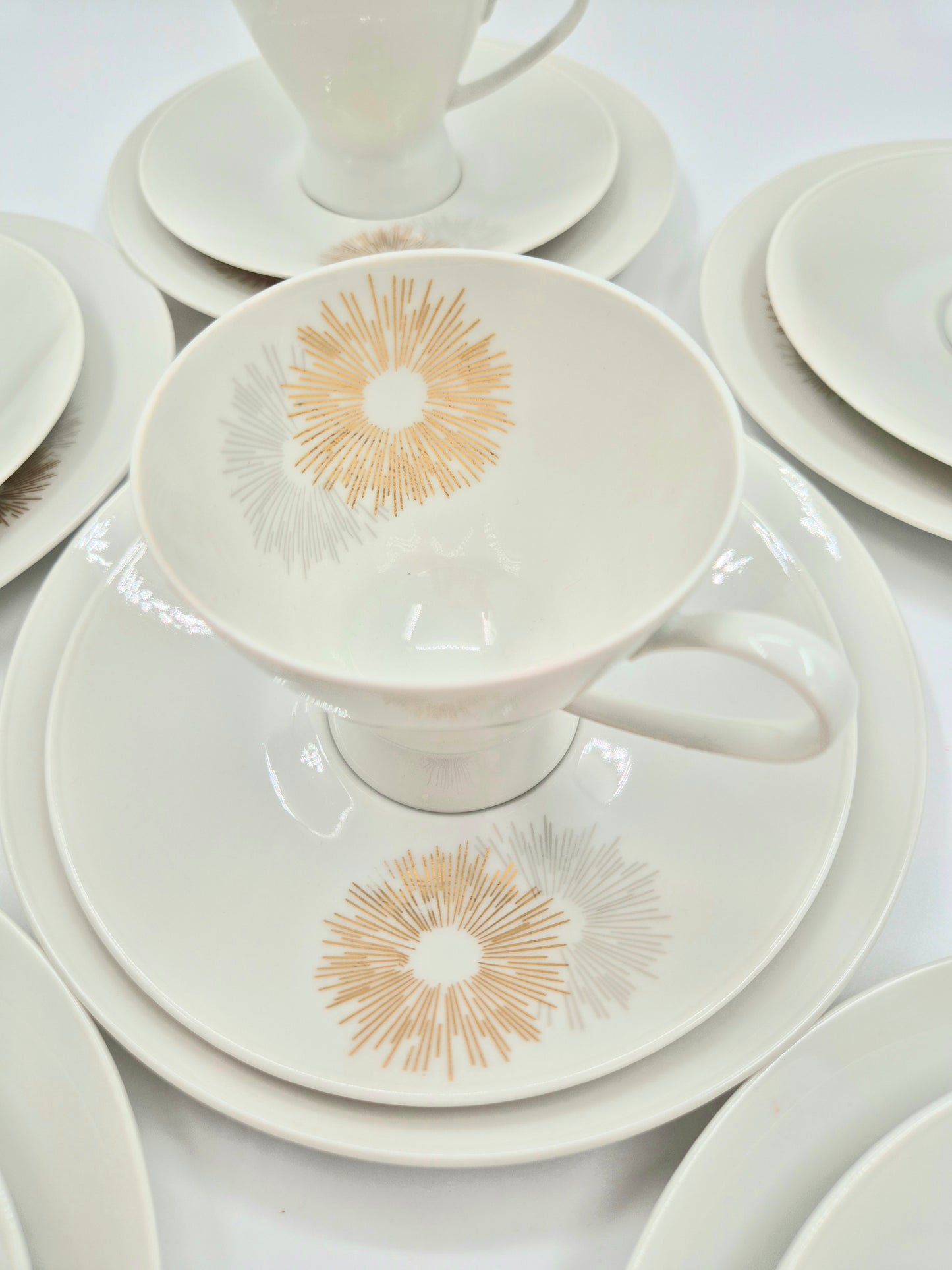 Set of six vintage Rosenthal Sunburst Trio (Cup, Saucer & Side Plate Set)