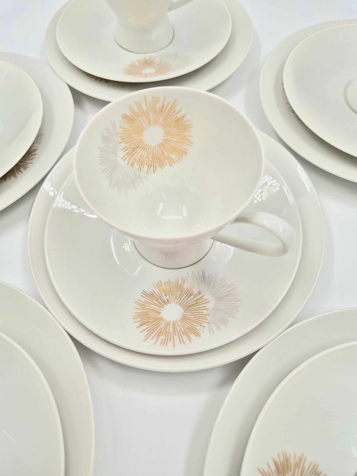 Set of six vintage Rosenthal Sunburst Trio (Cup, Saucer & Side Plate Set)