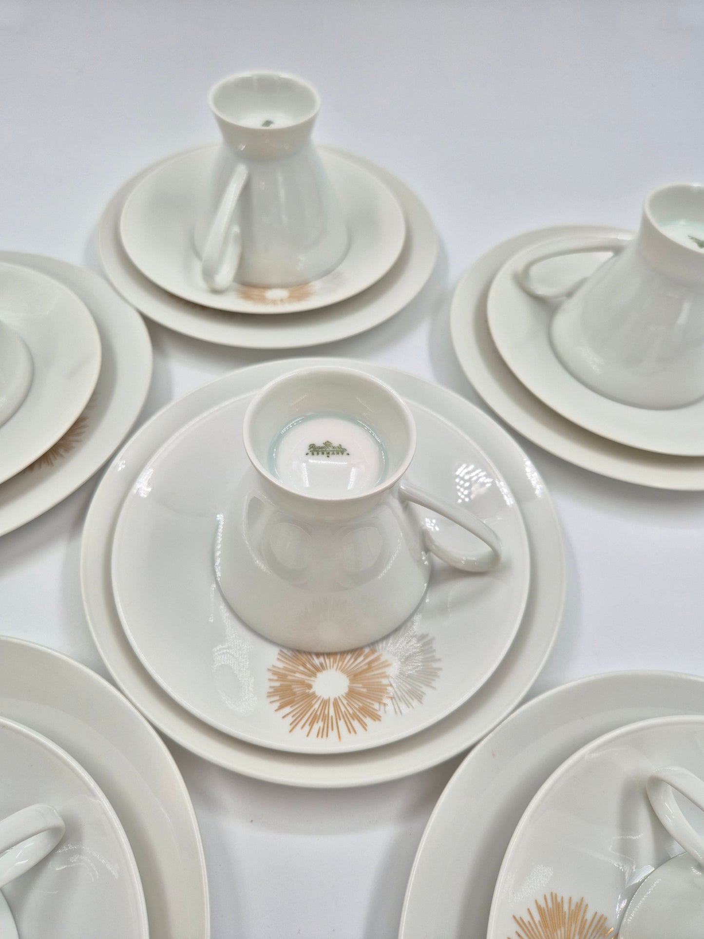 Set of six vintage Rosenthal Sunburst Trio (Cup, Saucer & Side Plate Set)