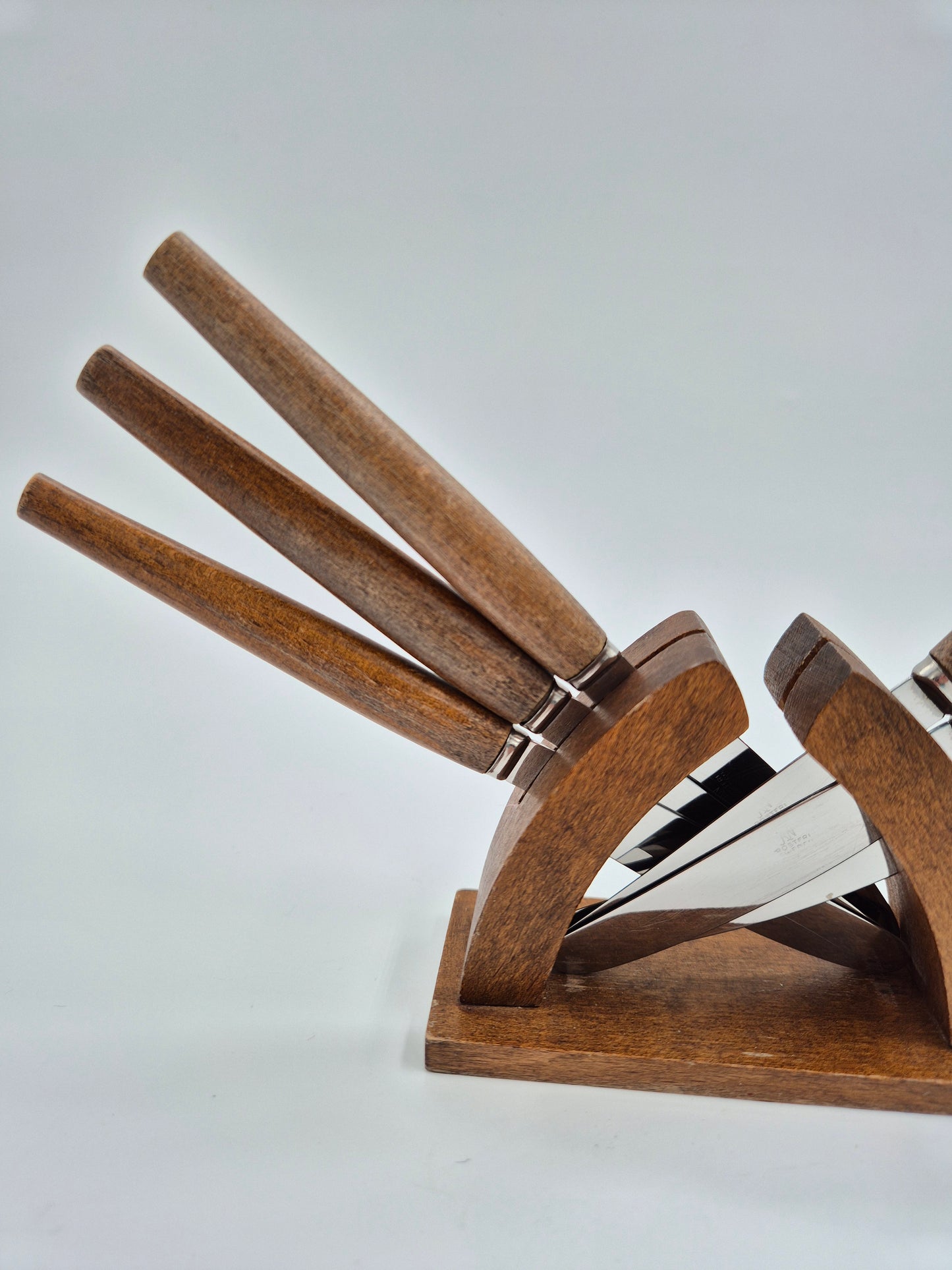 Set of 6 Vintage Eskilstuna Swedish Fruit Knife Set with Wooden Stand
