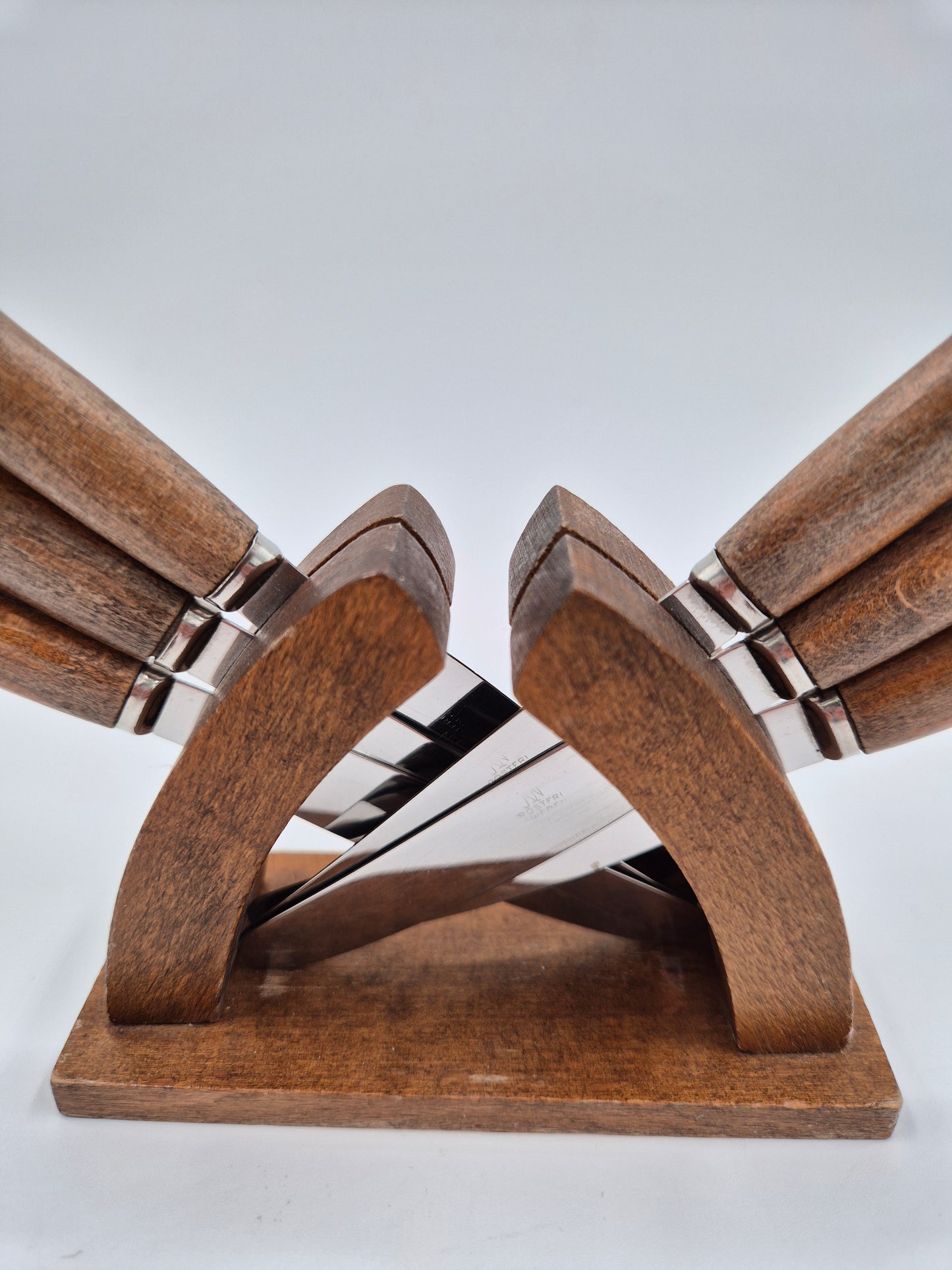 Set of 6 Vintage Eskilstuna Swedish Fruit Knife Set with Wooden Stand