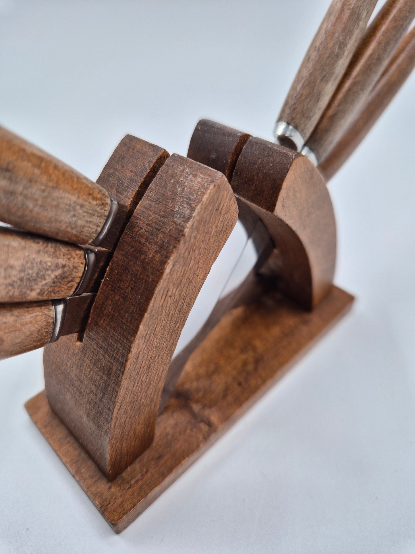Set of 6 Vintage Eskilstuna Swedish Fruit Knife Set with Wooden Stand