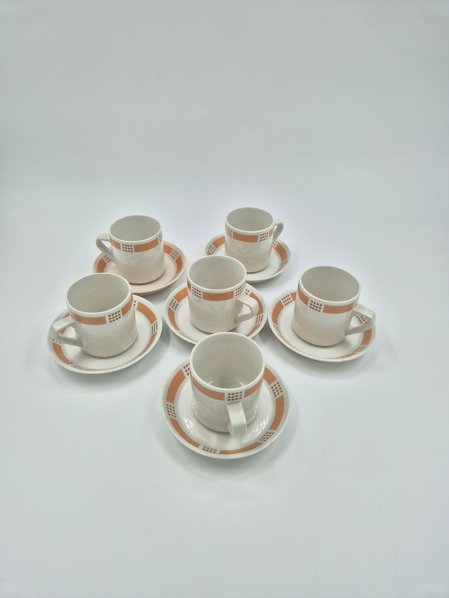 Vintage Arabia Espresso Cup and Saucer Set (Model E, Set of 6)