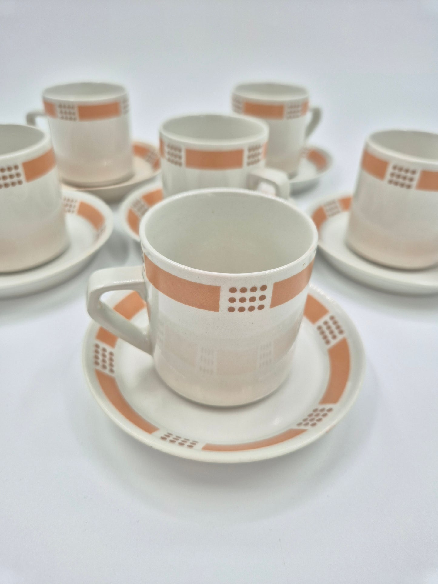 Vintage Arabia Espresso Cup and Saucer Set (Model E, Set of 6)