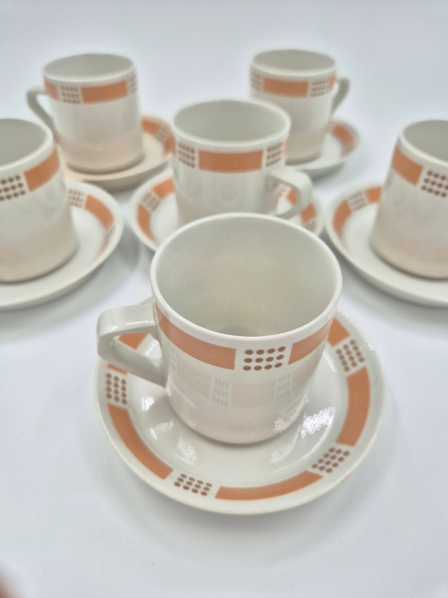 Vintage Arabia Espresso Cup and Saucer Set (Model E, Set of 6)