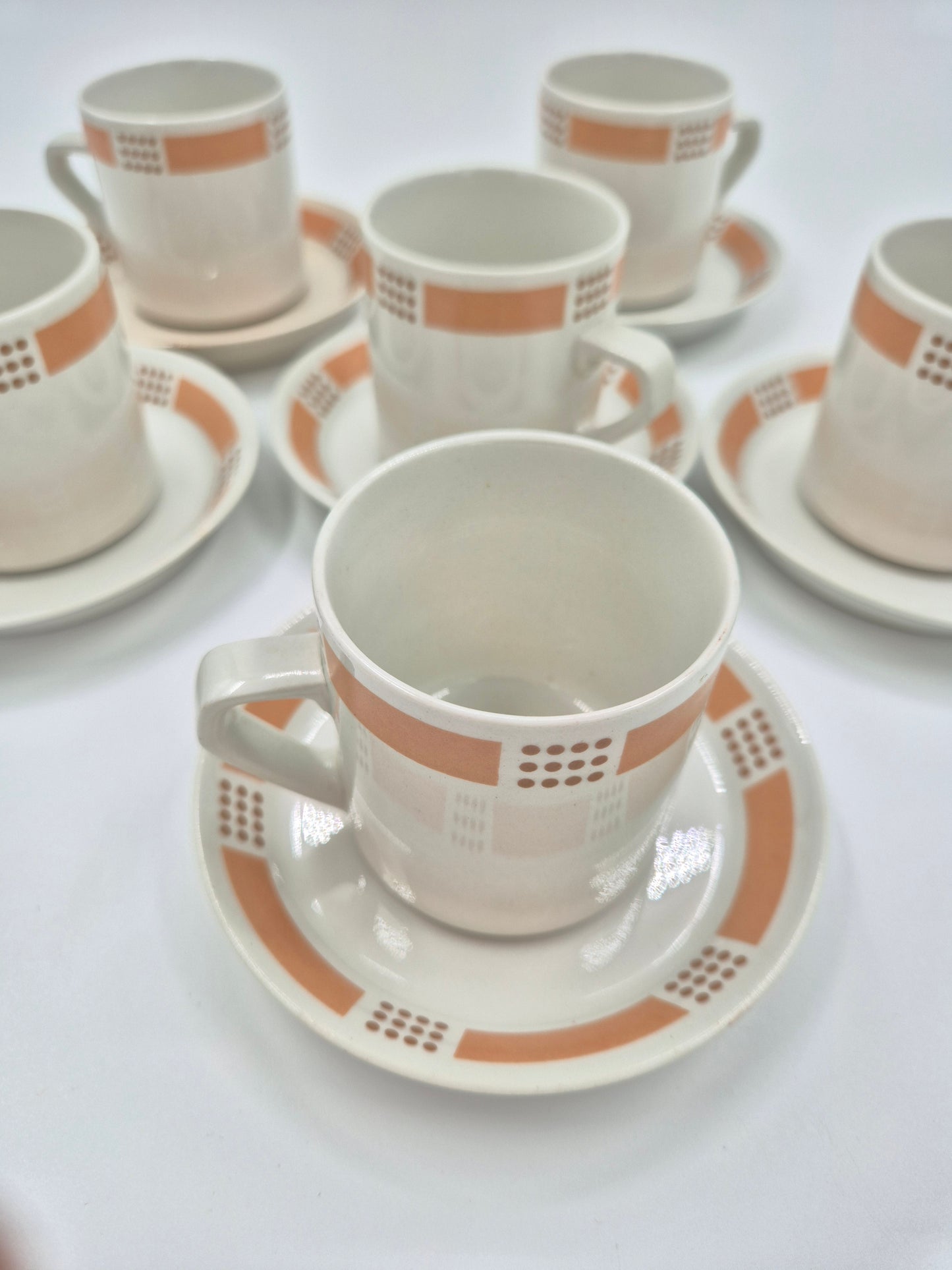 Vintage Arabia Espresso Cup and Saucer Set (Model E, Set of 6)