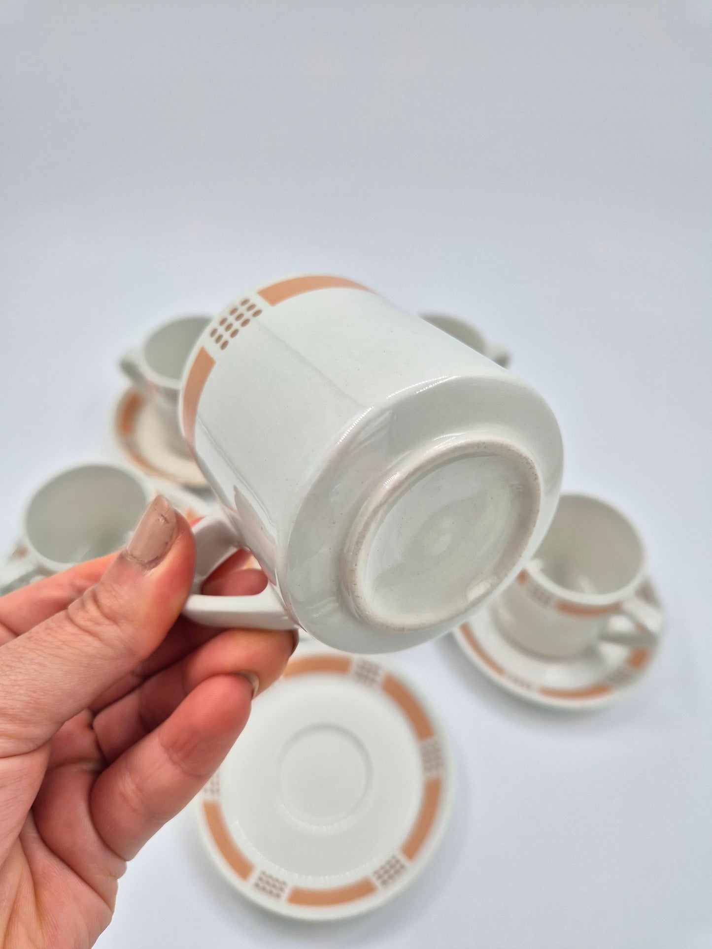Vintage Arabia Espresso Cup and Saucer Set (Model E, Set of 6)