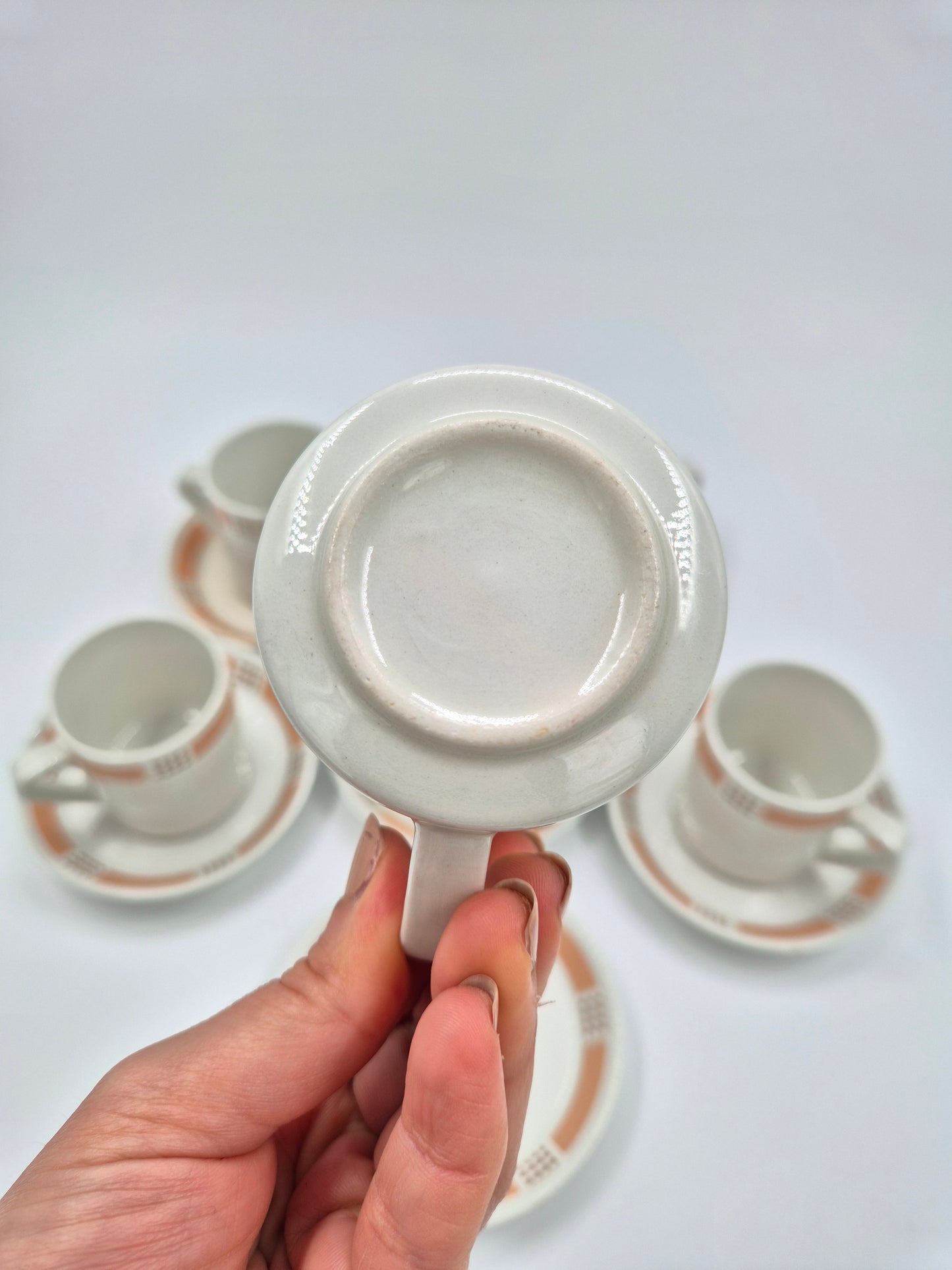 Vintage Arabia Espresso Cup and Saucer Set (Model E, Set of 6)