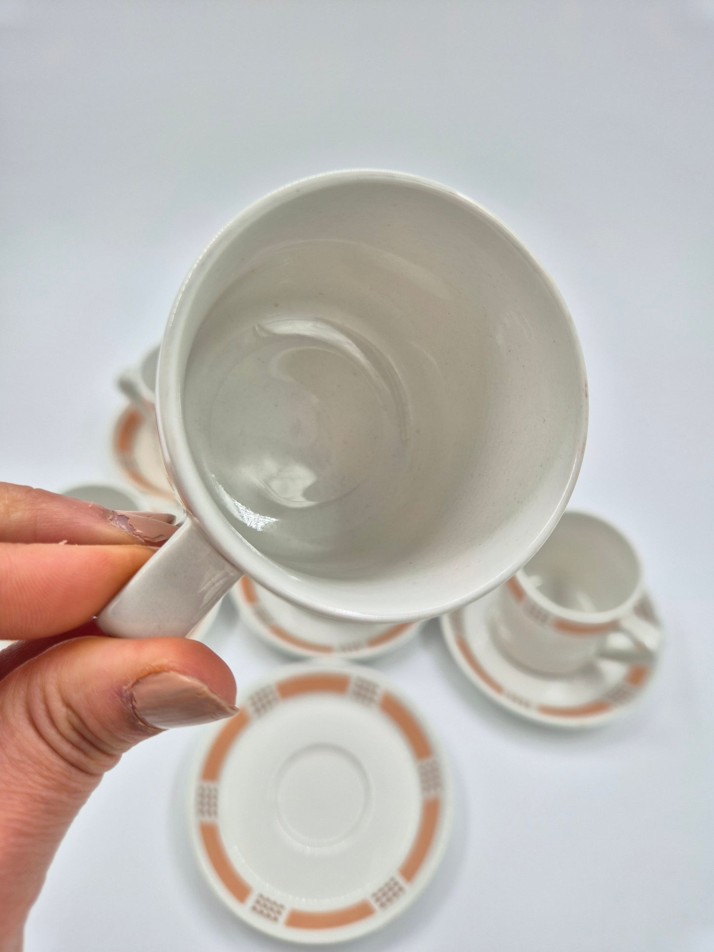 Vintage Arabia Espresso Cup and Saucer Set (Model E, Set of 6)
