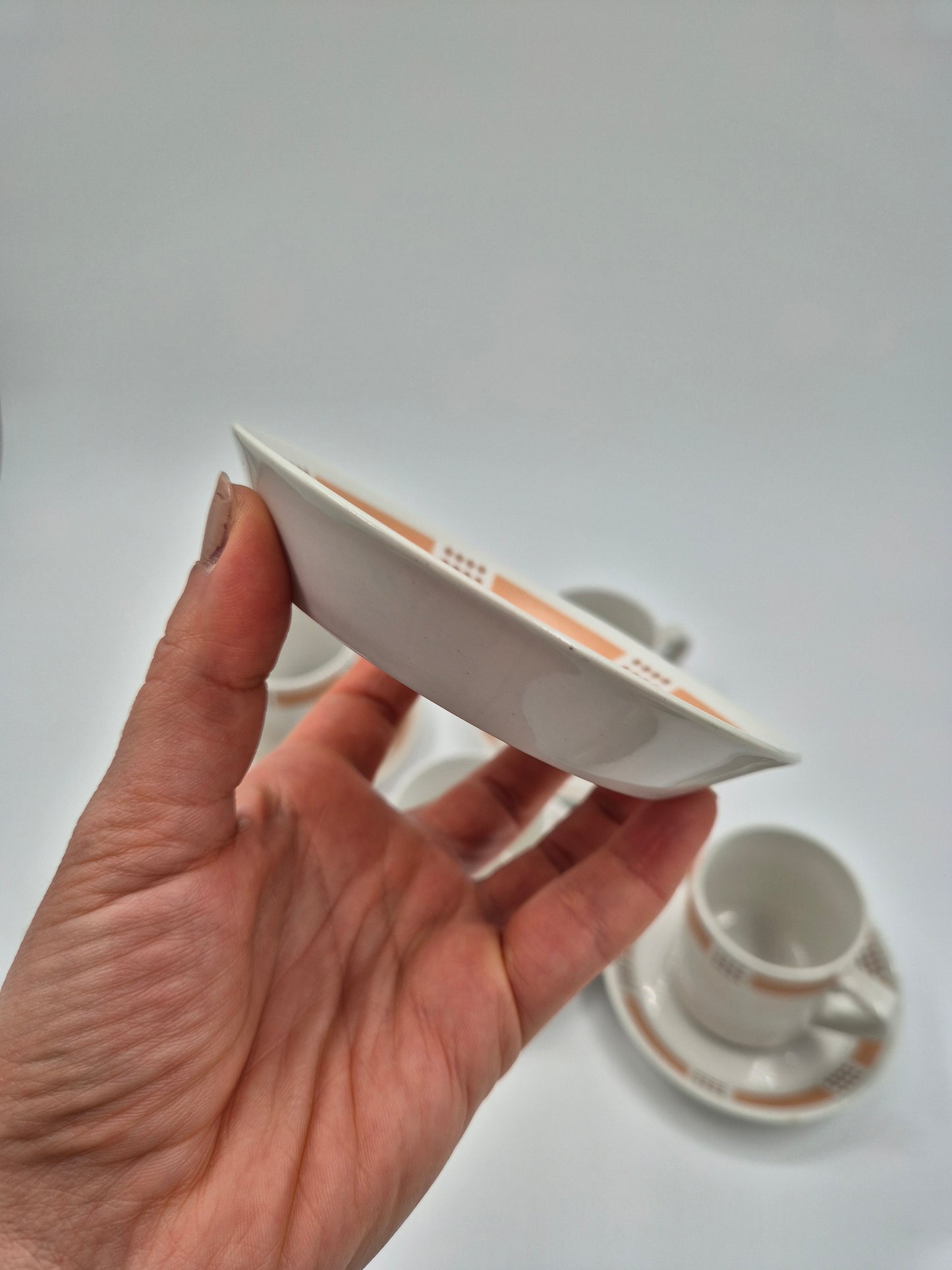 Vintage Arabia Espresso Cup and Saucer Set (Model E, Set of 6)