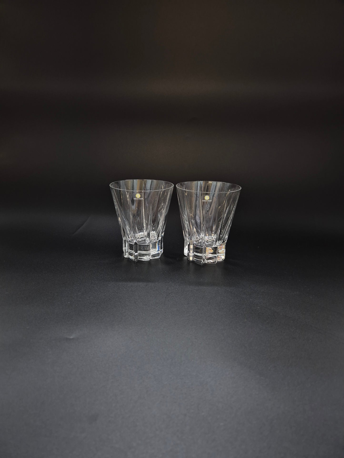 Pair of Iittala Viiri Glasses 35 cl – Valto Kokko – Vintage Finnish Crystal