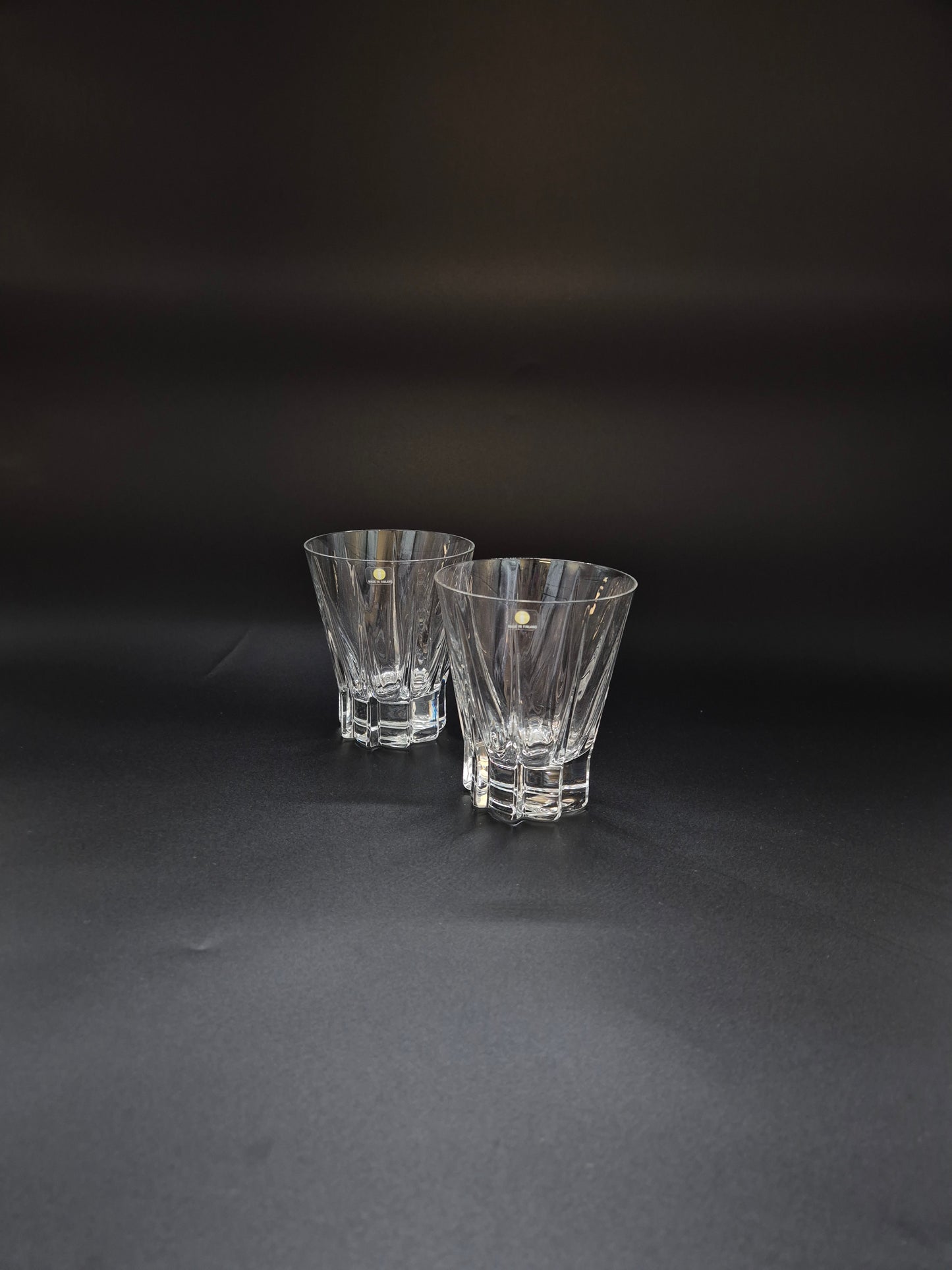 Pair of Iittala Viiri Glasses 35 cl – Valto Kokko – Vintage Finnish Crystal