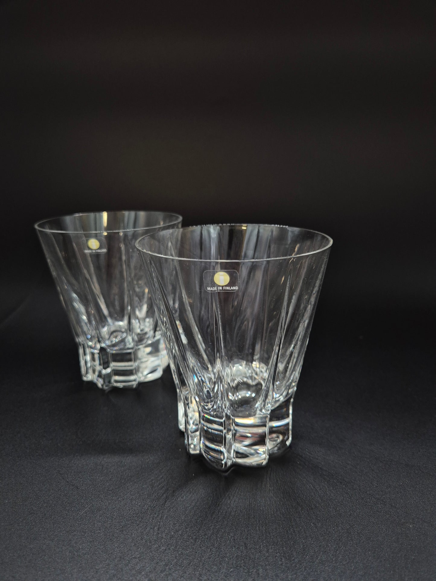 Pair of Iittala Viiri Glasses 35 cl – Valto Kokko – Vintage Finnish Crystal