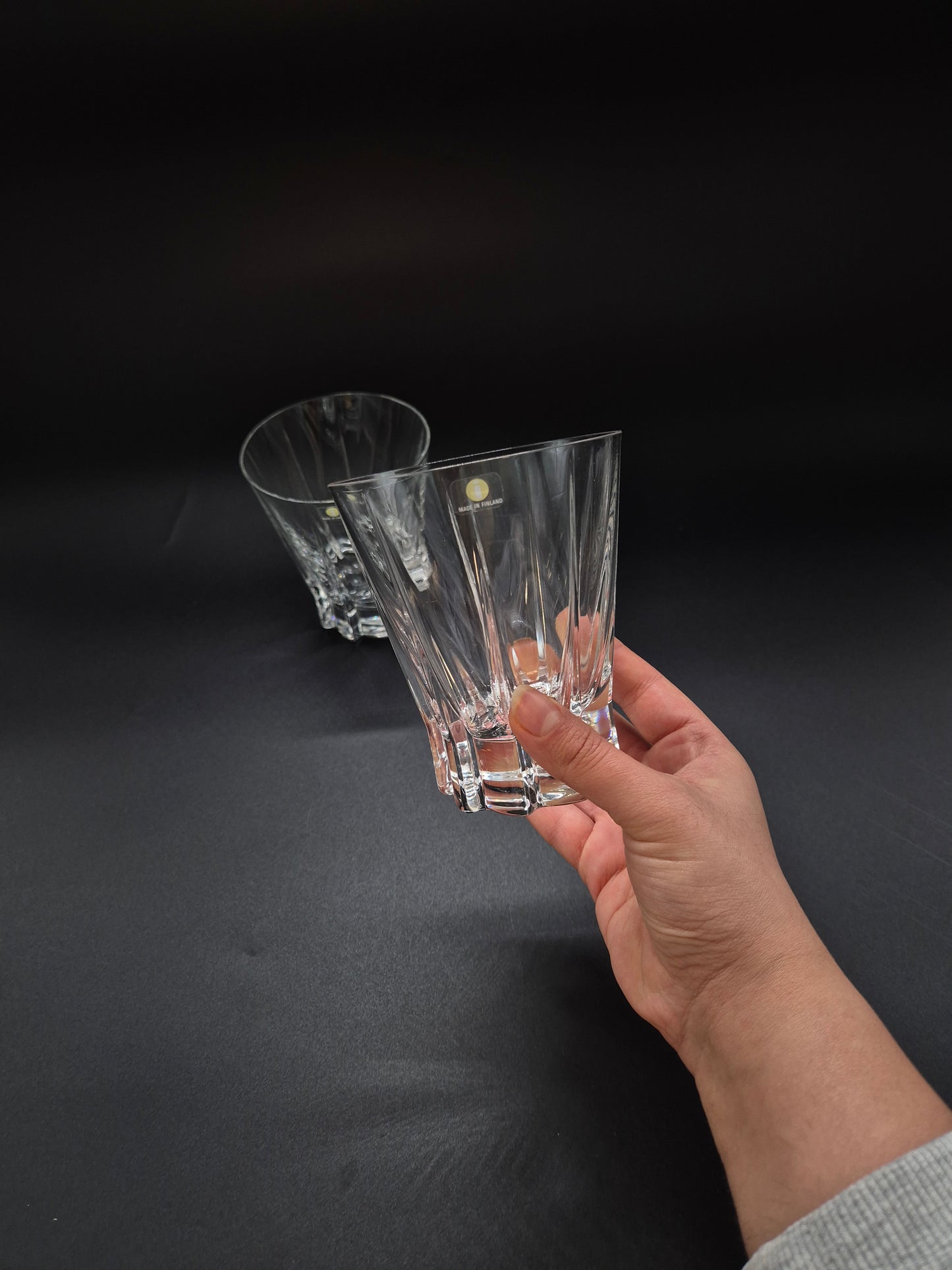 Pair of Iittala Viiri Glasses 35 cl – Valto Kokko – Vintage Finnish Crystal
