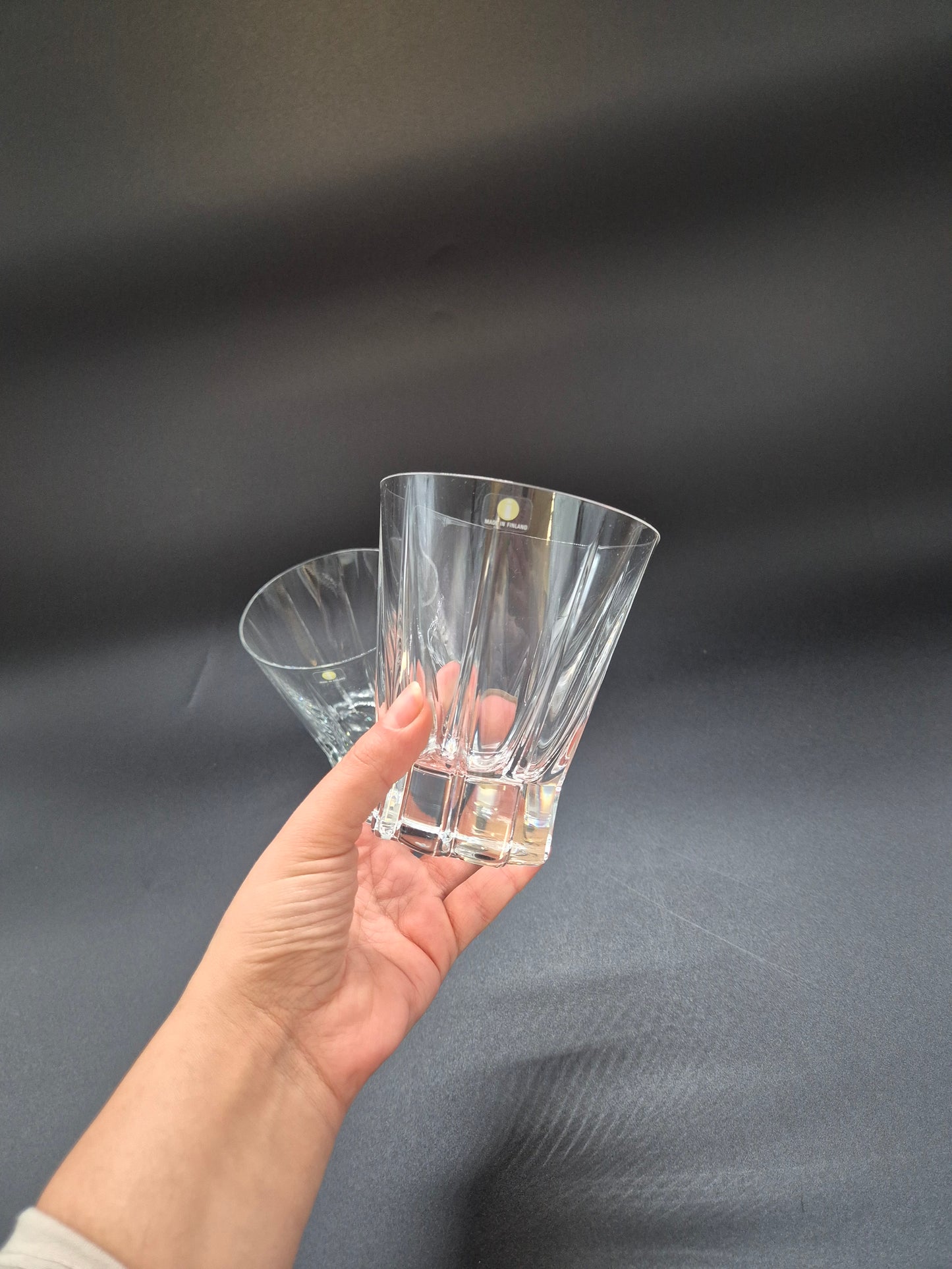 Pair of Iittala Viiri Glasses 35 cl – Valto Kokko – Vintage Finnish Crystal