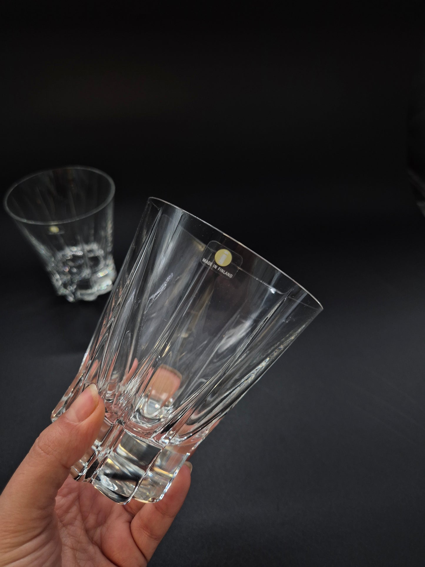 Pair of Iittala Viiri Glasses 35 cl – Valto Kokko – Vintage Finnish Crystal