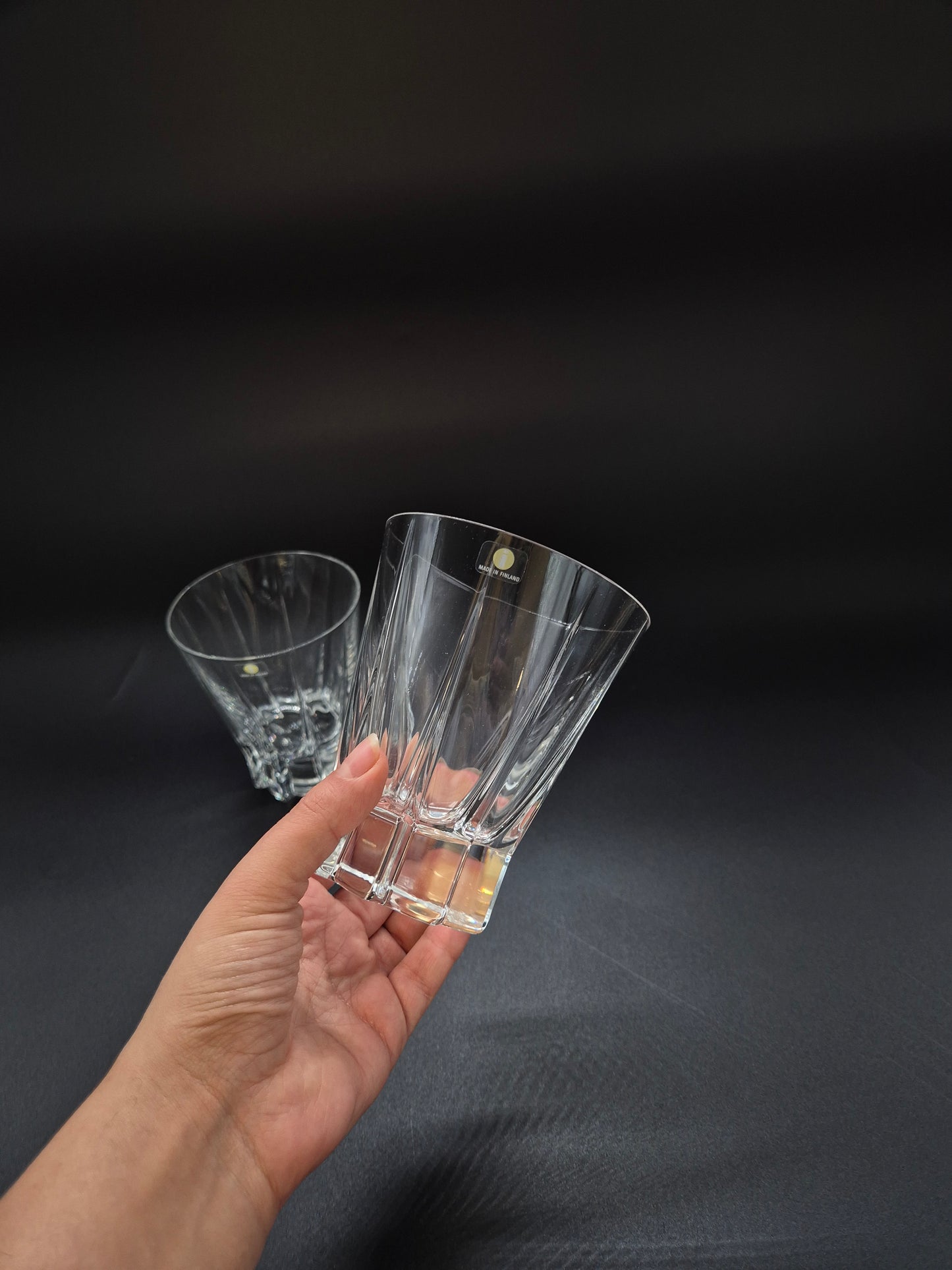 Pair of Iittala Viiri Glasses 35 cl – Valto Kokko – Vintage Finnish Crystal