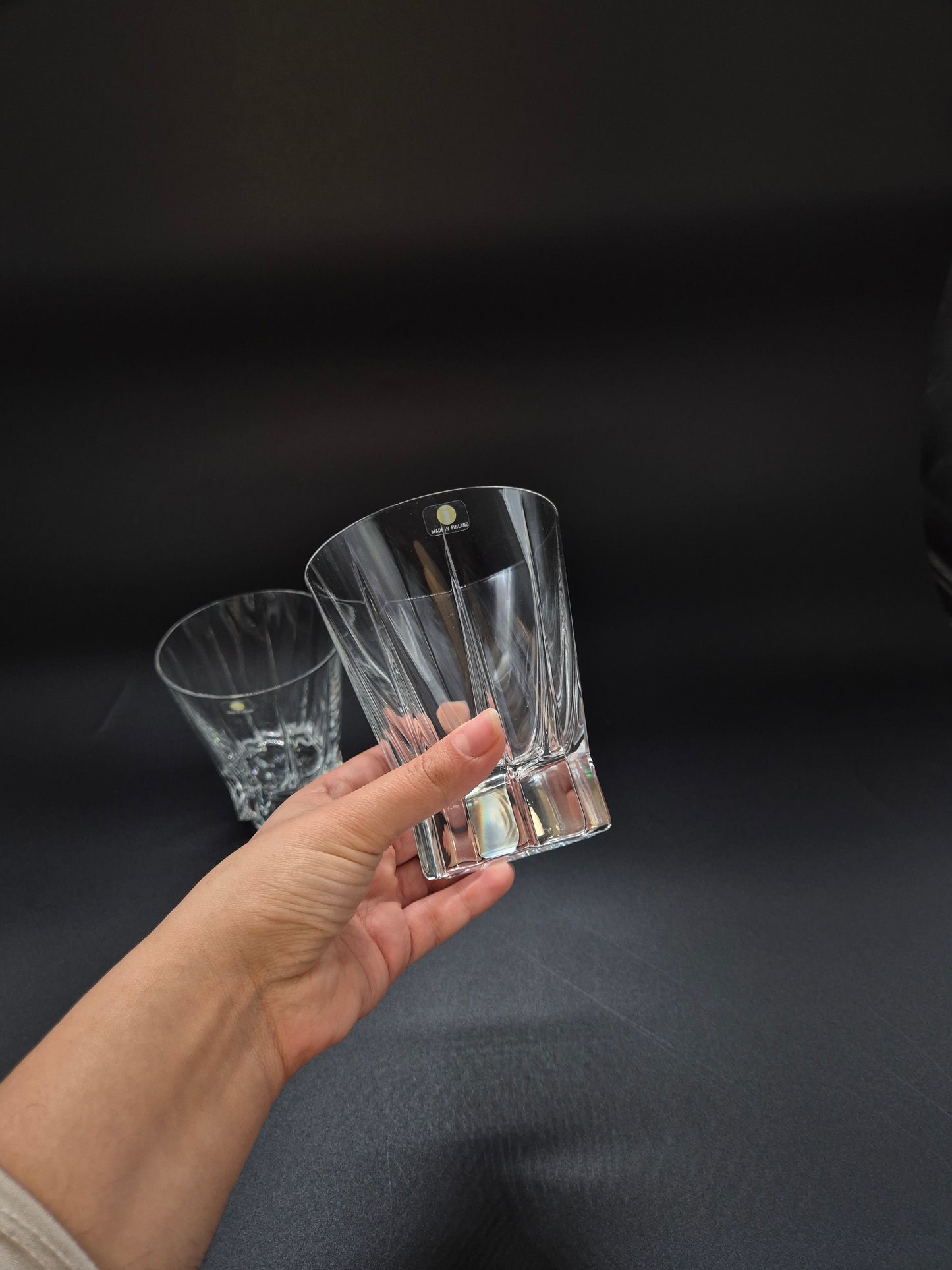 Pair of Iittala Viiri Glasses 35 cl – Valto Kokko – Vintage Finnish Crystal