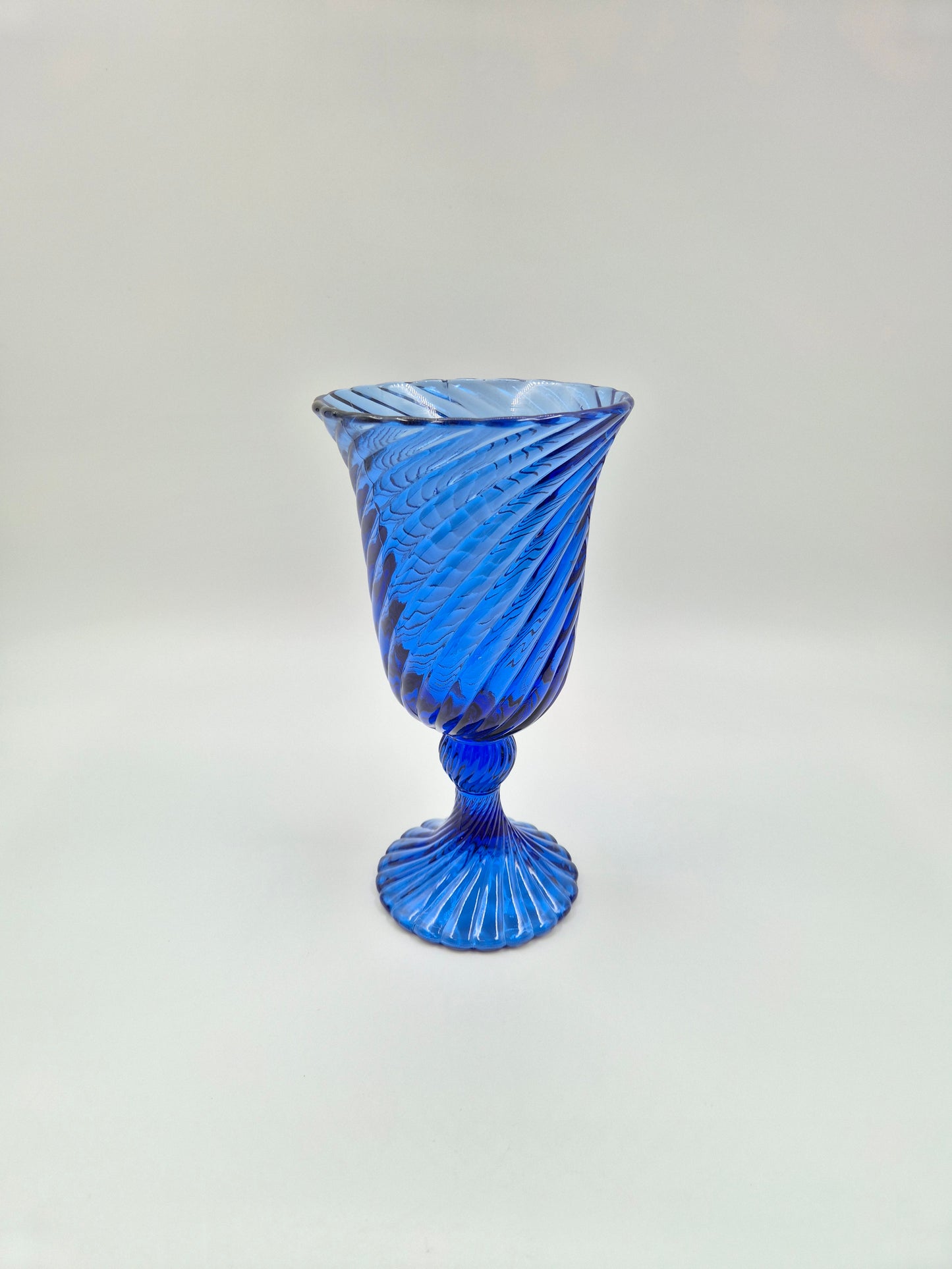 Vintage Twisted Blue Glass Vase