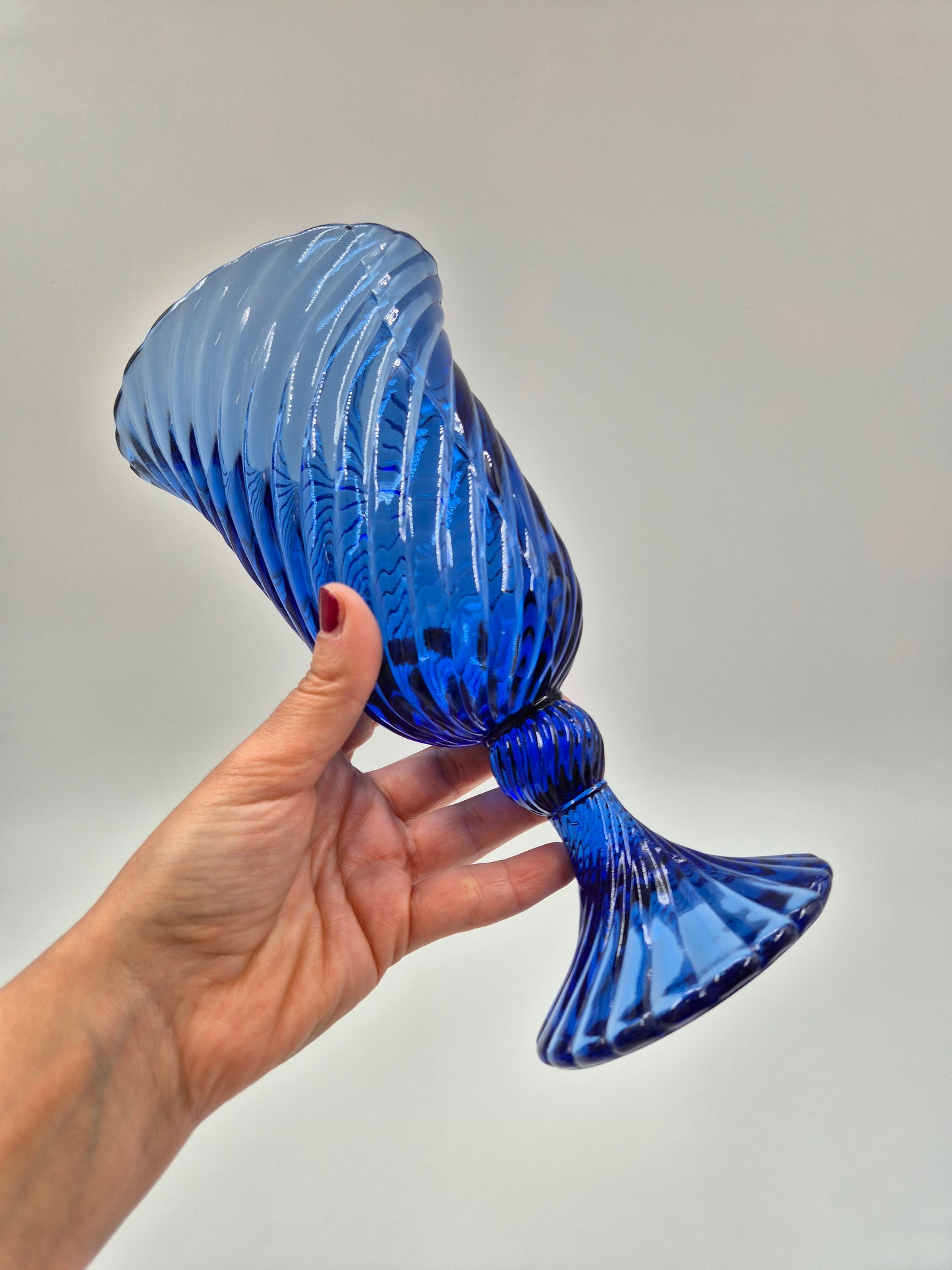 Vintage Twisted Blue Glass Vase