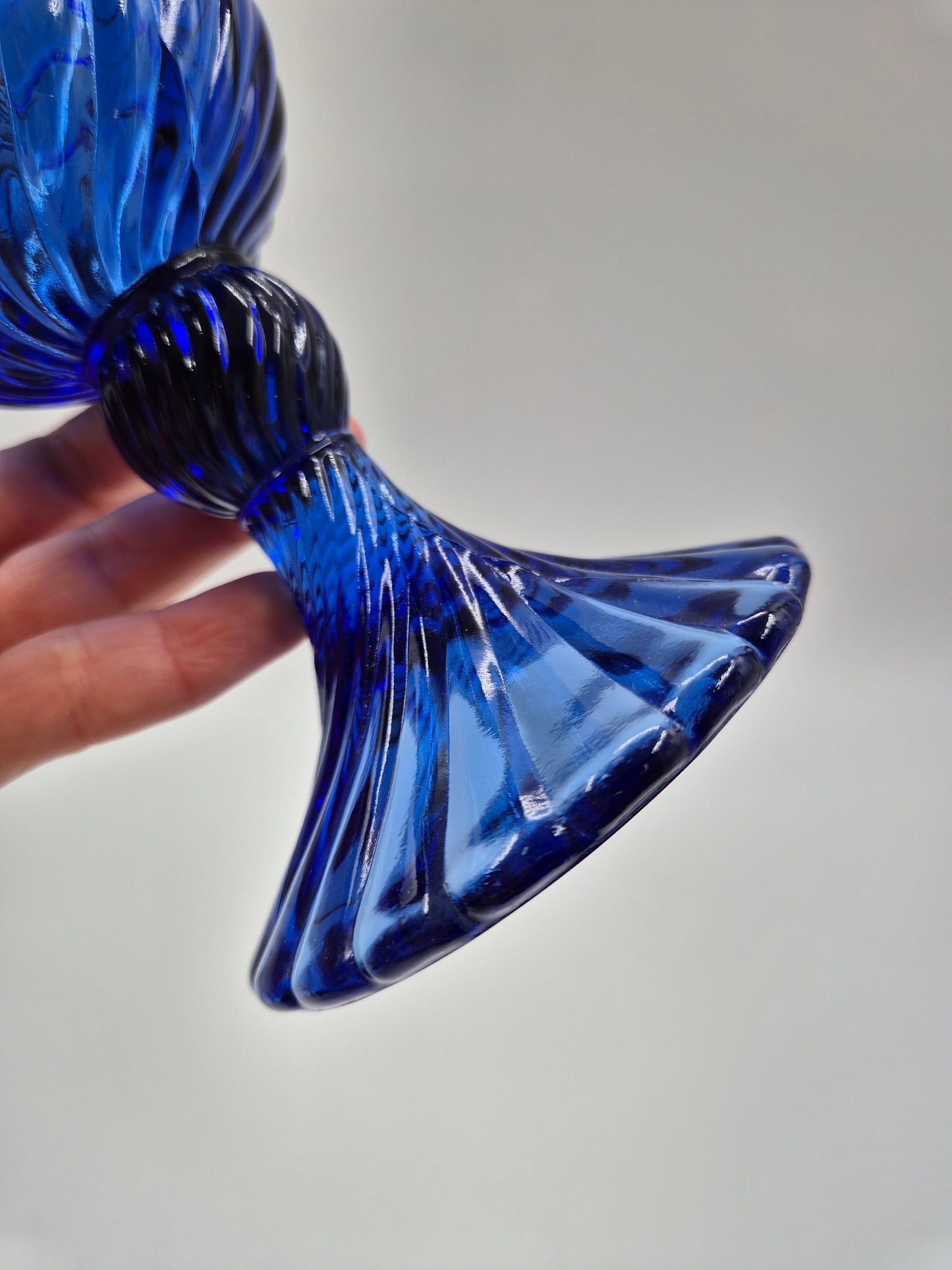 Vintage Twisted Blue Glass Vase
