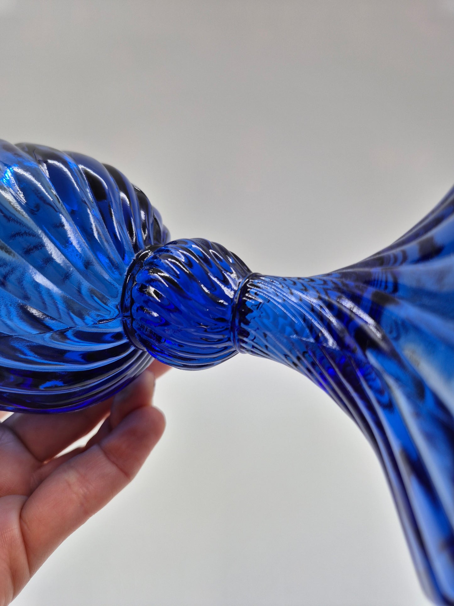Vintage Twisted Blue Glass Vase