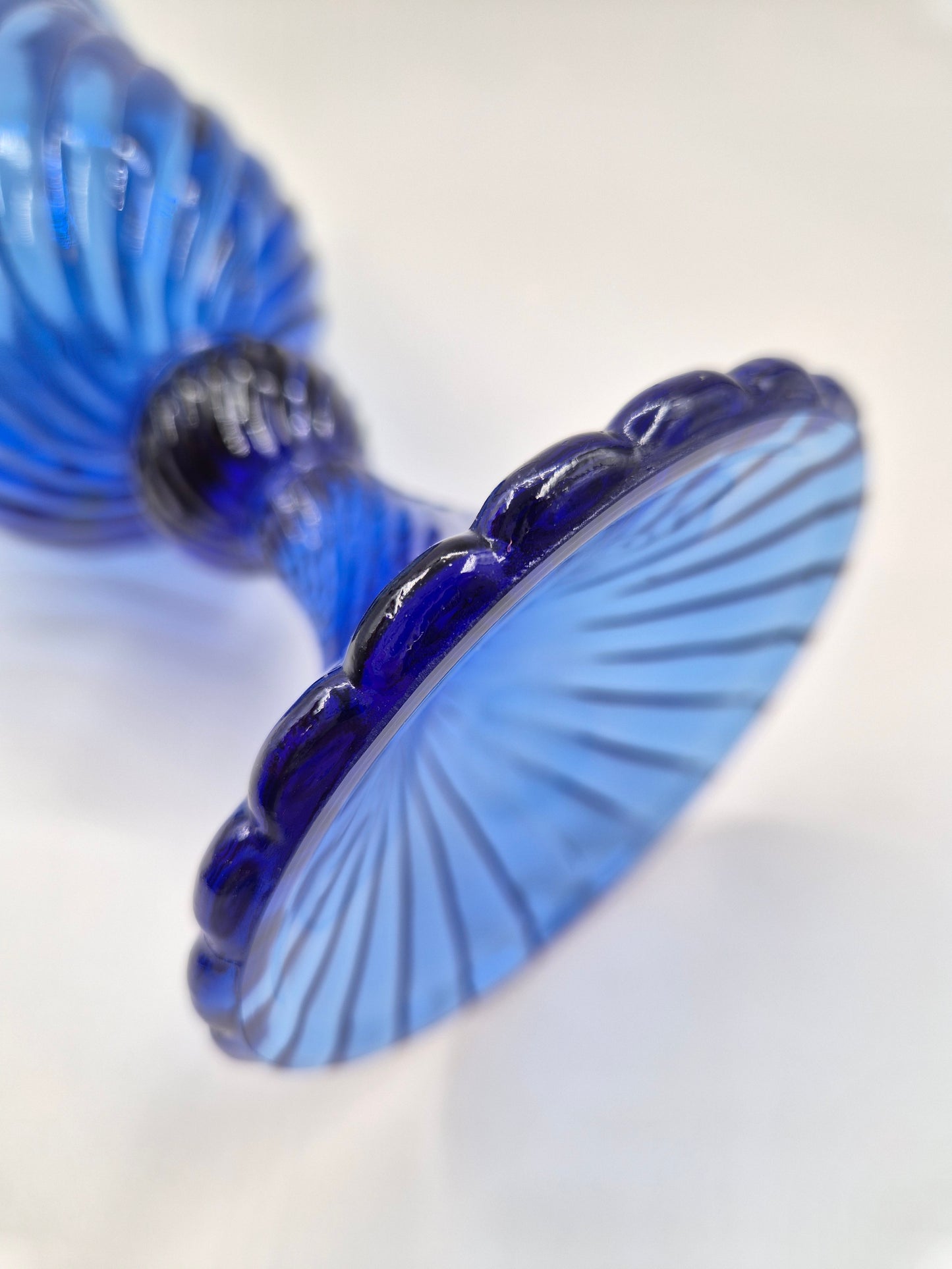 Vintage Twisted Blue Glass Vase