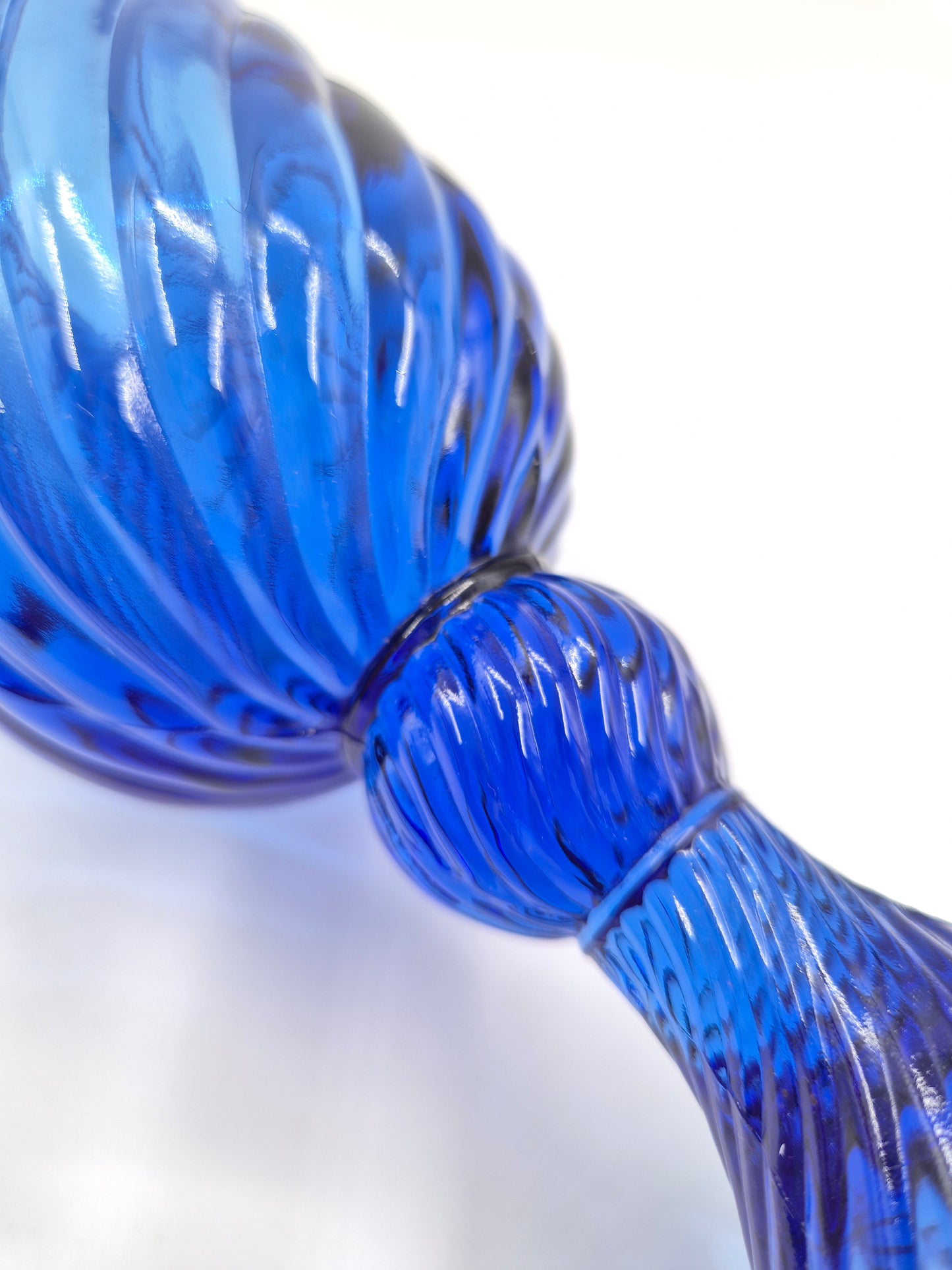 Vintage Twisted Blue Glass Vase