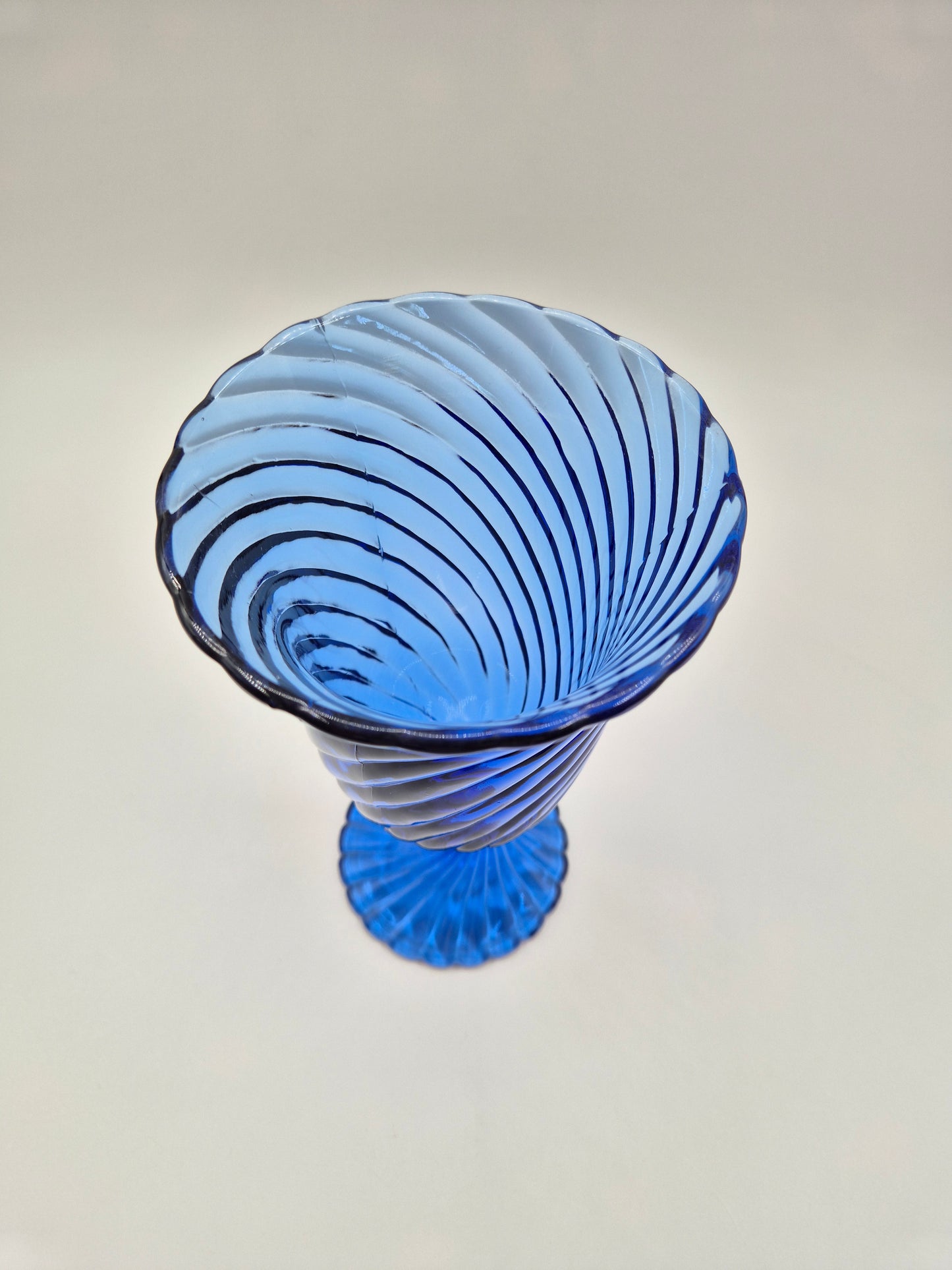 Vintage Twisted Blue Glass Vase