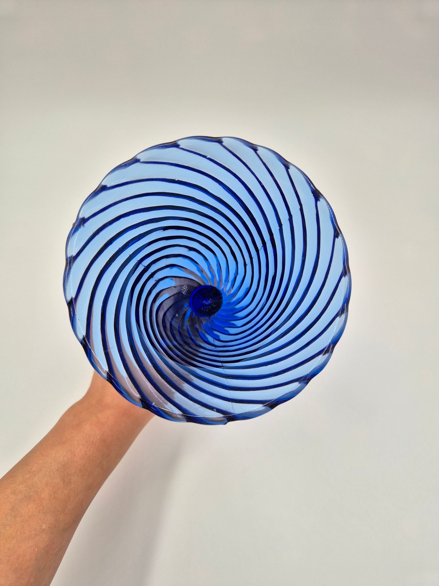 Vintage Twisted Blue Glass Vase