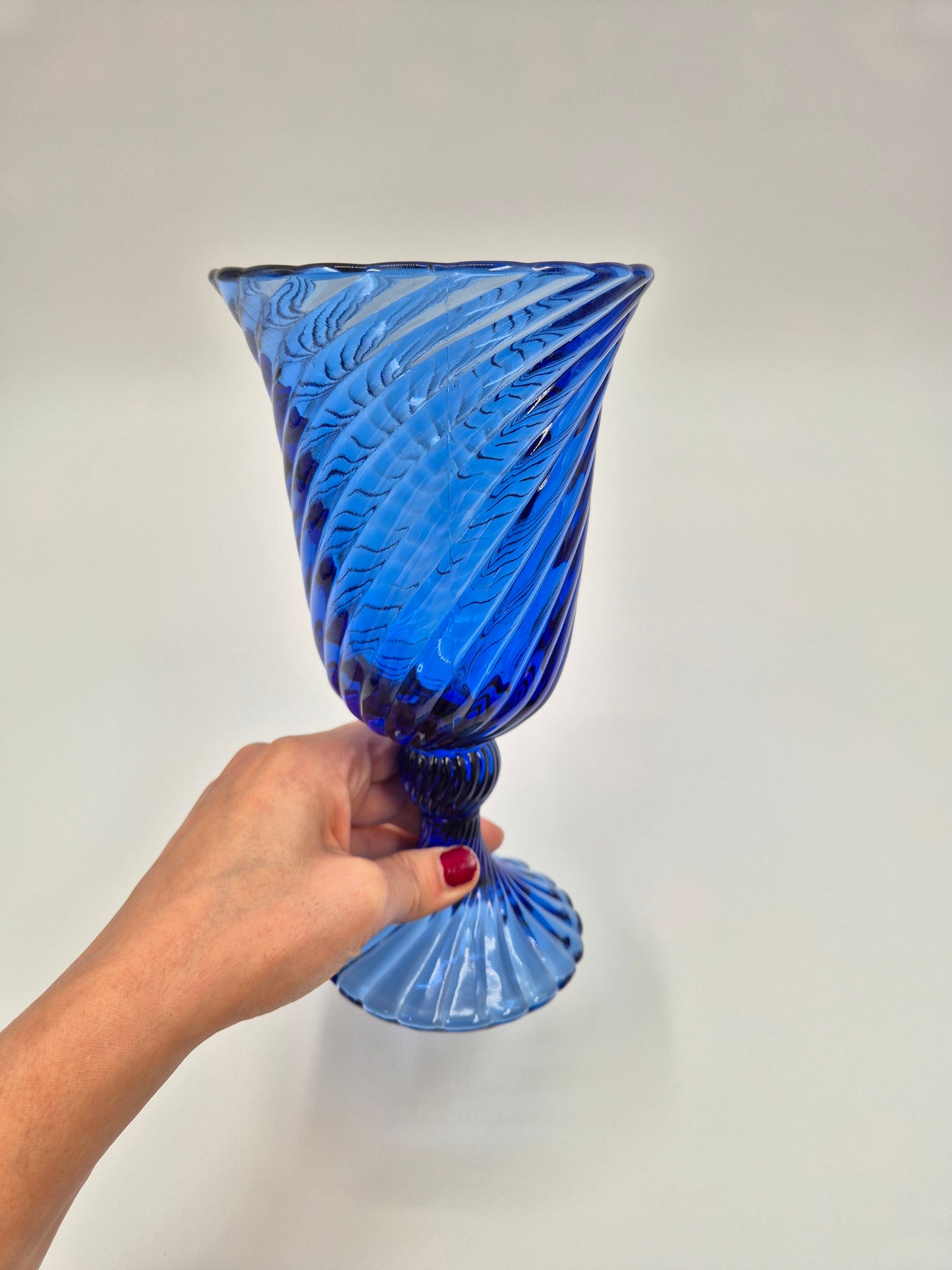 Vintage Twisted Blue Glass Vase