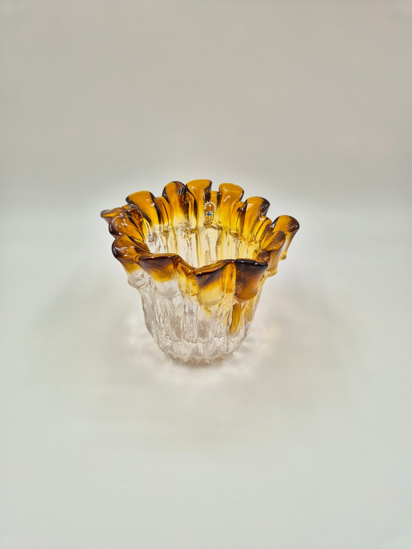 Vintage Humppila Kullervo Amber Glass Vase