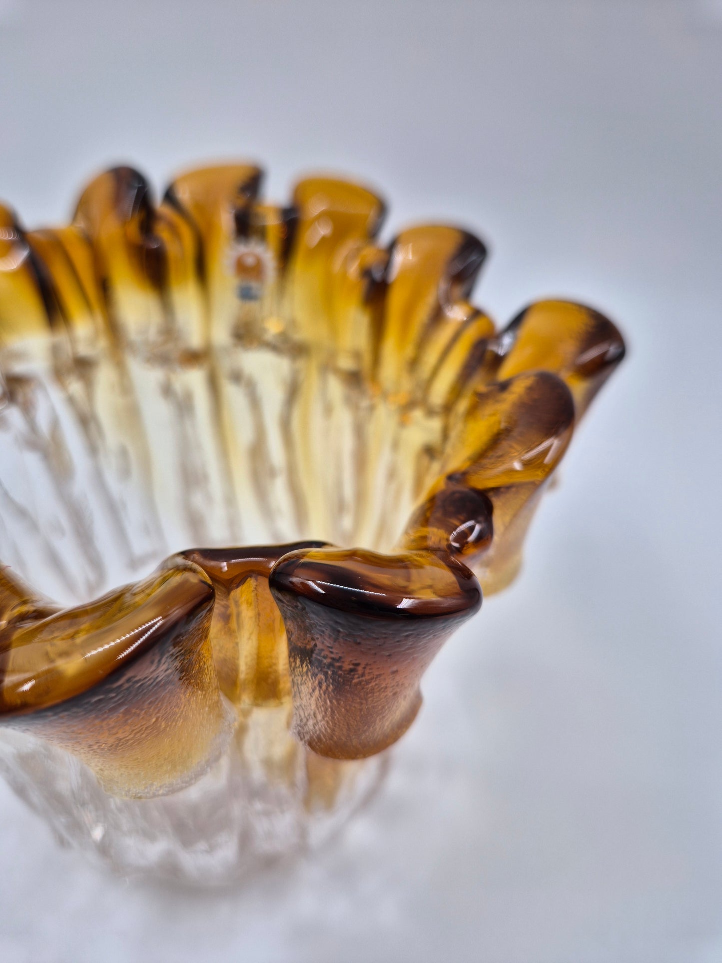 Vintage Humppila Kullervo Amber Glass Vase