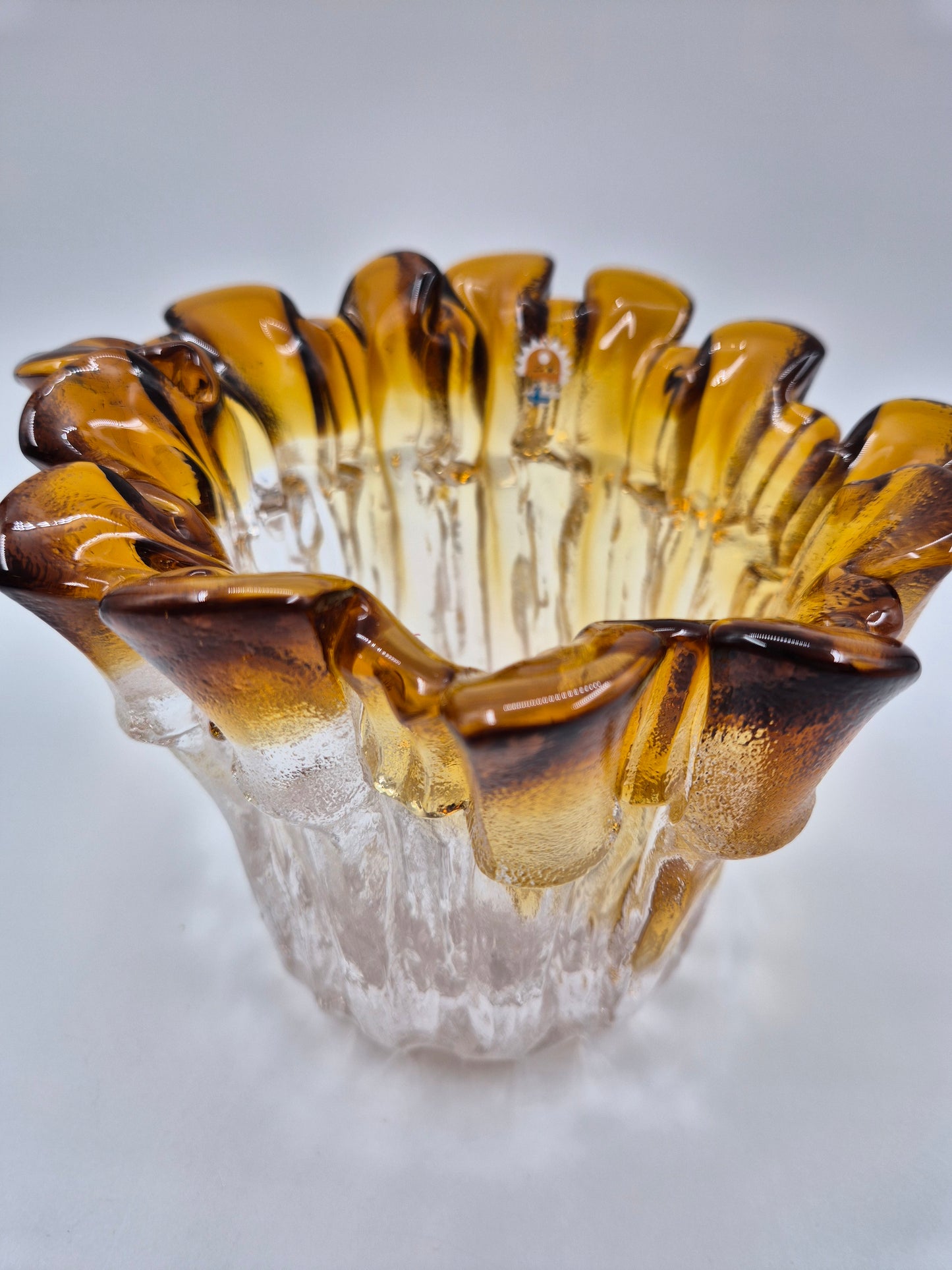Vintage Humppila Kullervo Amber Glass Vase