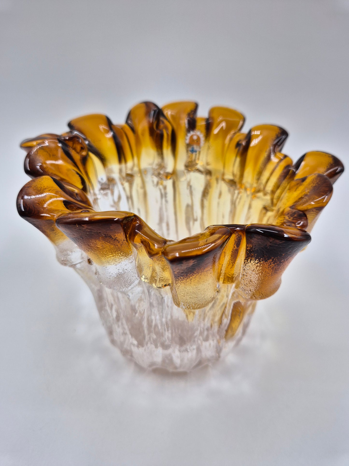 Vintage Humppila Kullervo Amber Glass Vase