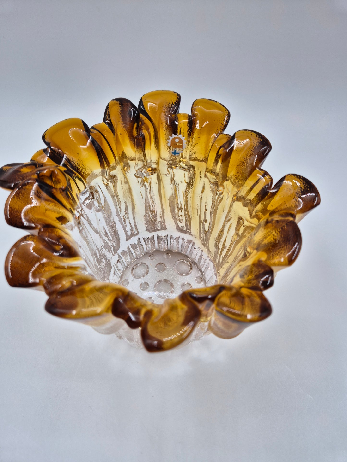 Vintage Humppila Kullervo Amber Glass Vase