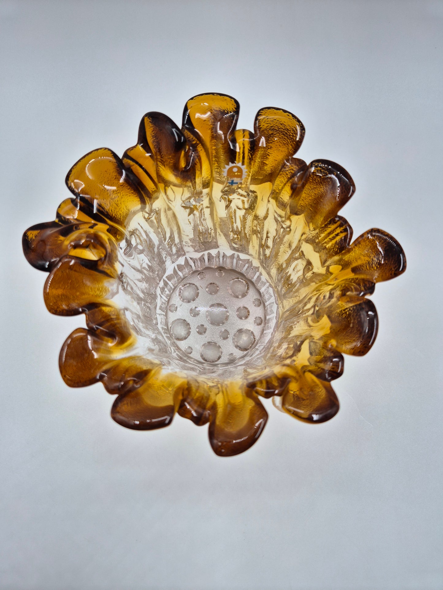 Vintage Humppila Kullervo Amber Glass Vase