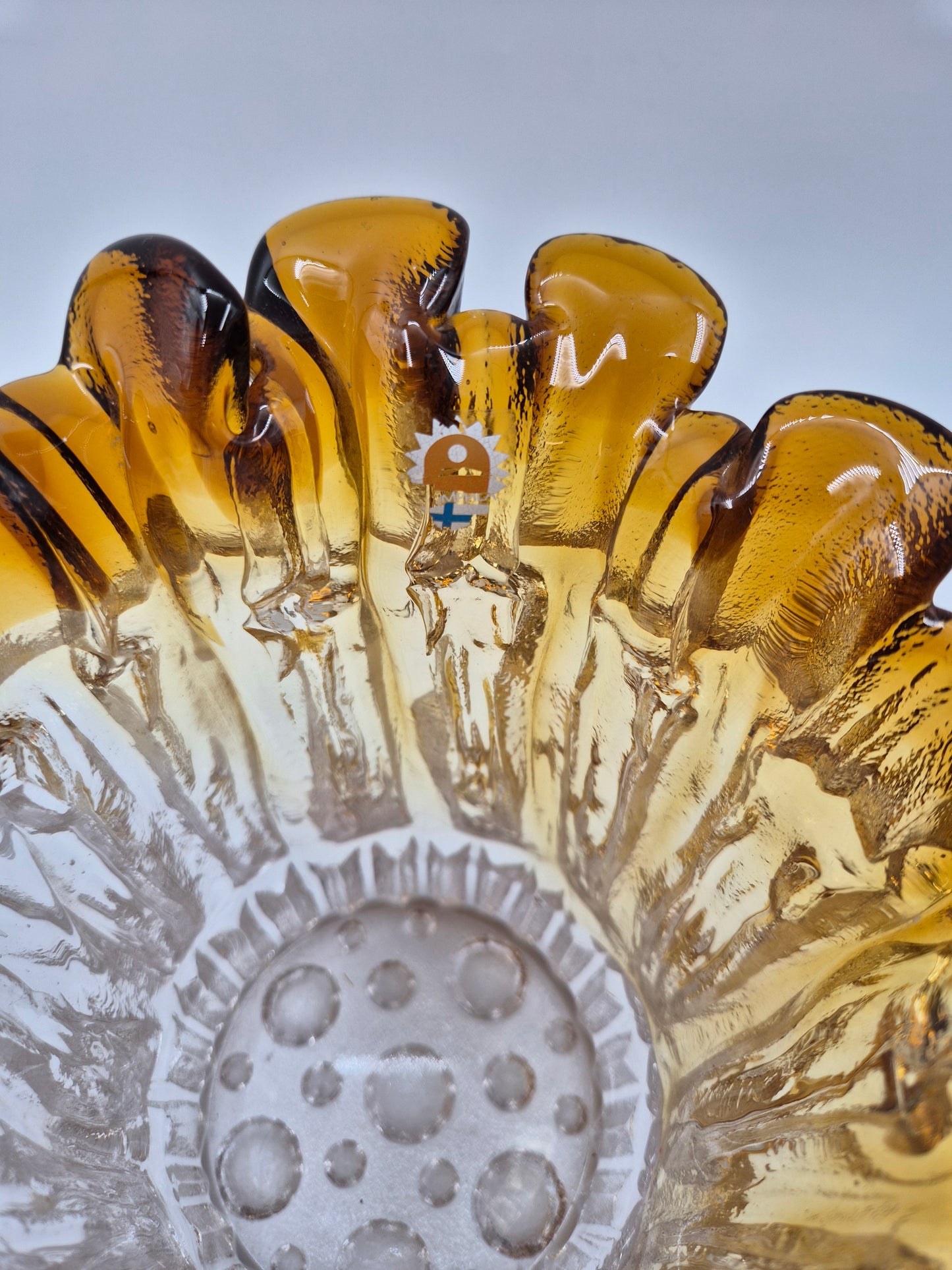 Vintage Humppila Kullervo Amber Glass Vase