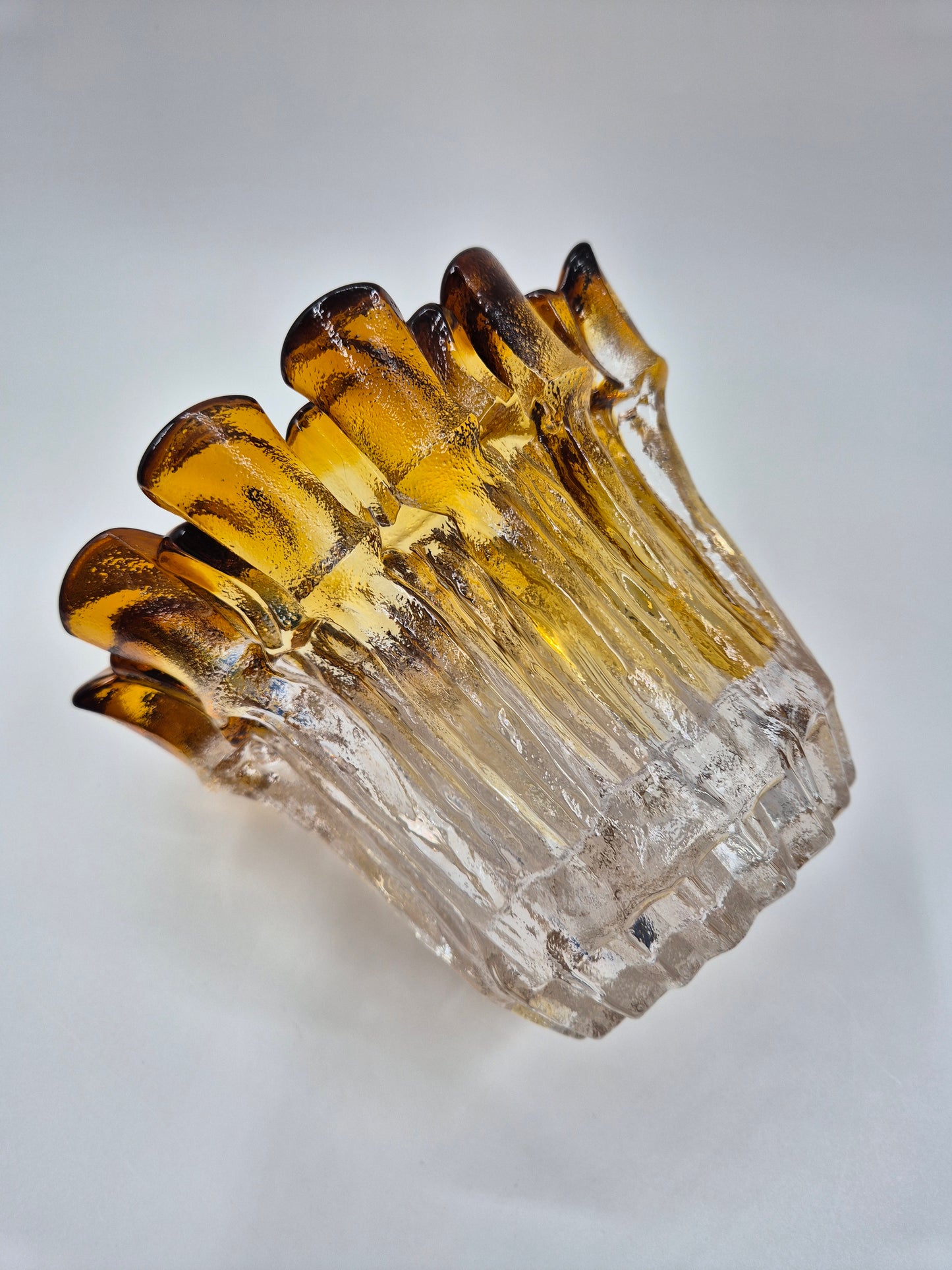 Vintage Humppila Kullervo Amber Glass Vase