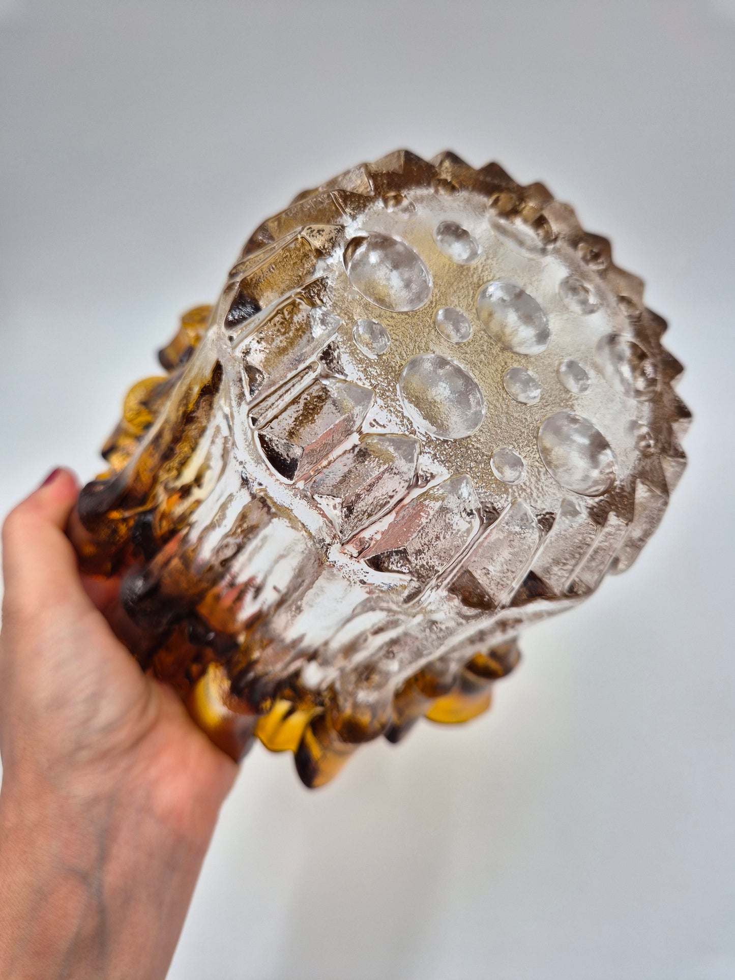 Vintage Humppila Kullervo Amber Glass Vase