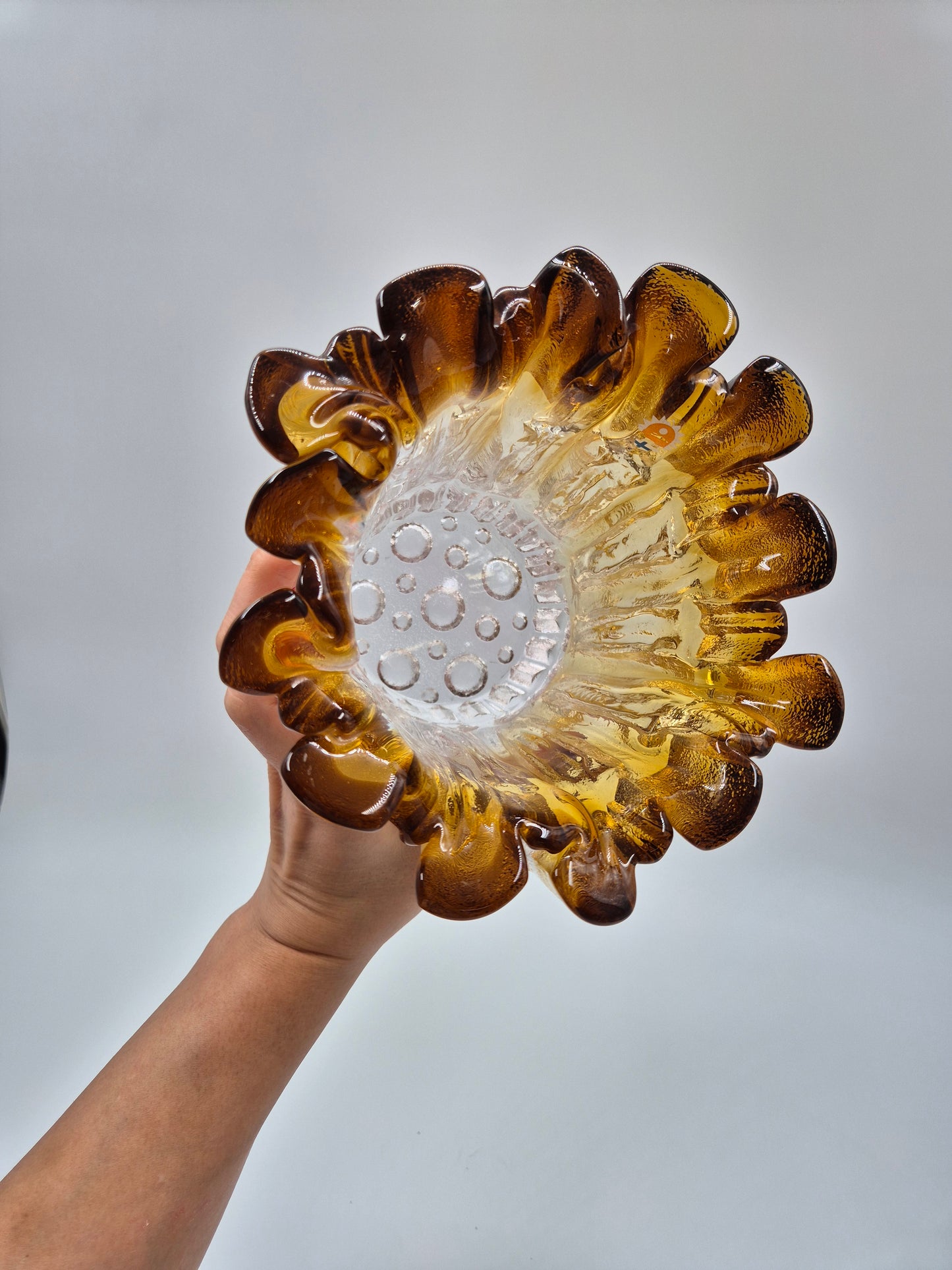Vintage Humppila Kullervo Amber Glass Vase