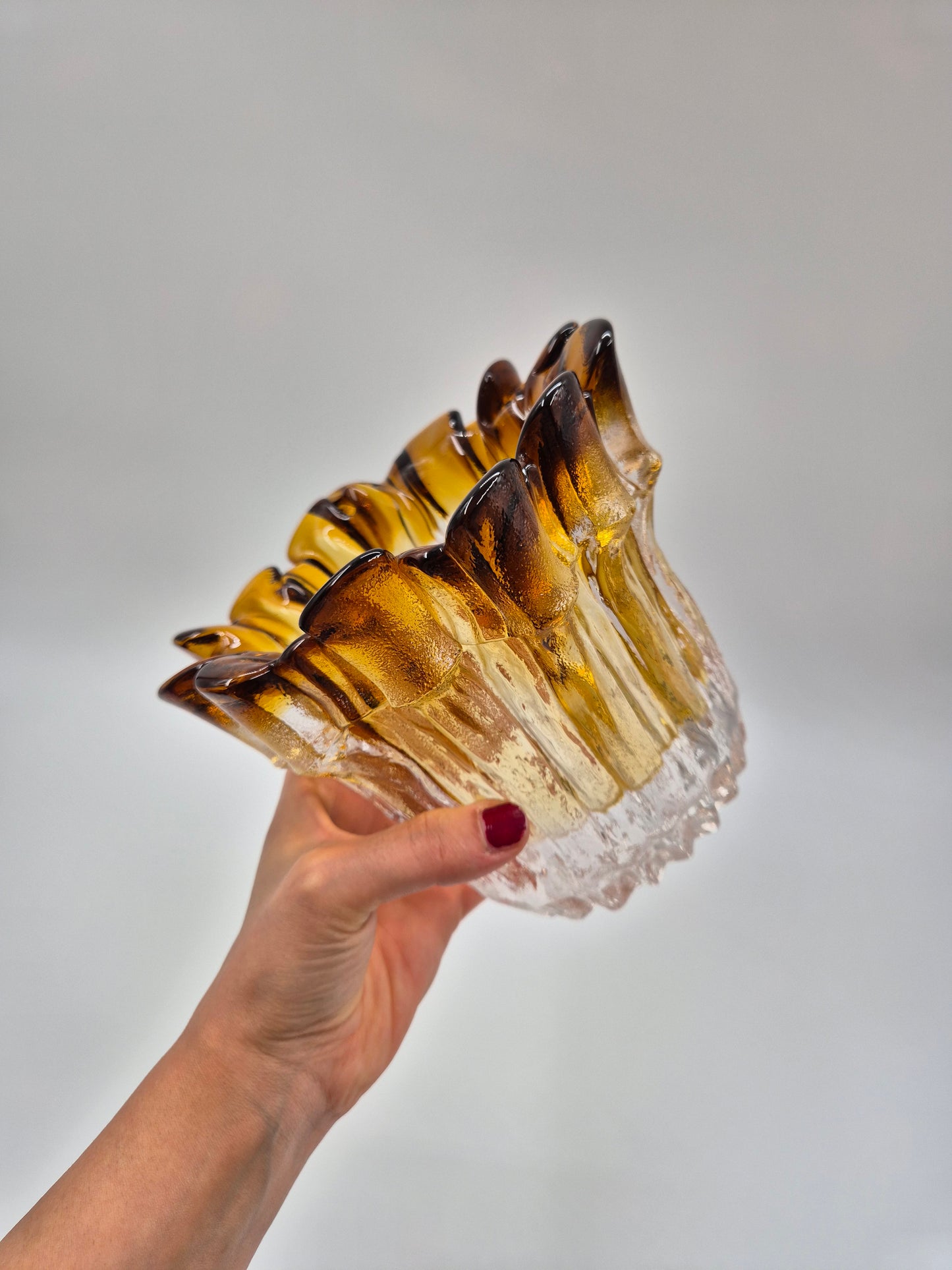 Vintage Humppila Kullervo Amber Glass Vase