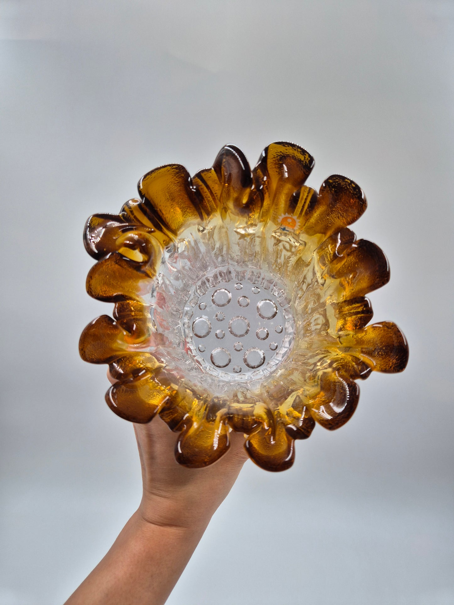 Vintage Humppila Kullervo Amber Glass Vase