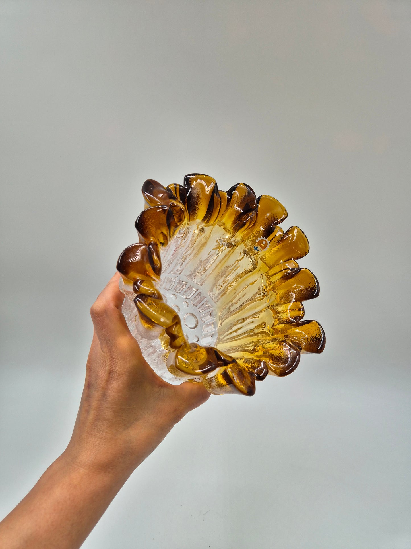 Vintage Humppila Kullervo Amber Glass Vase